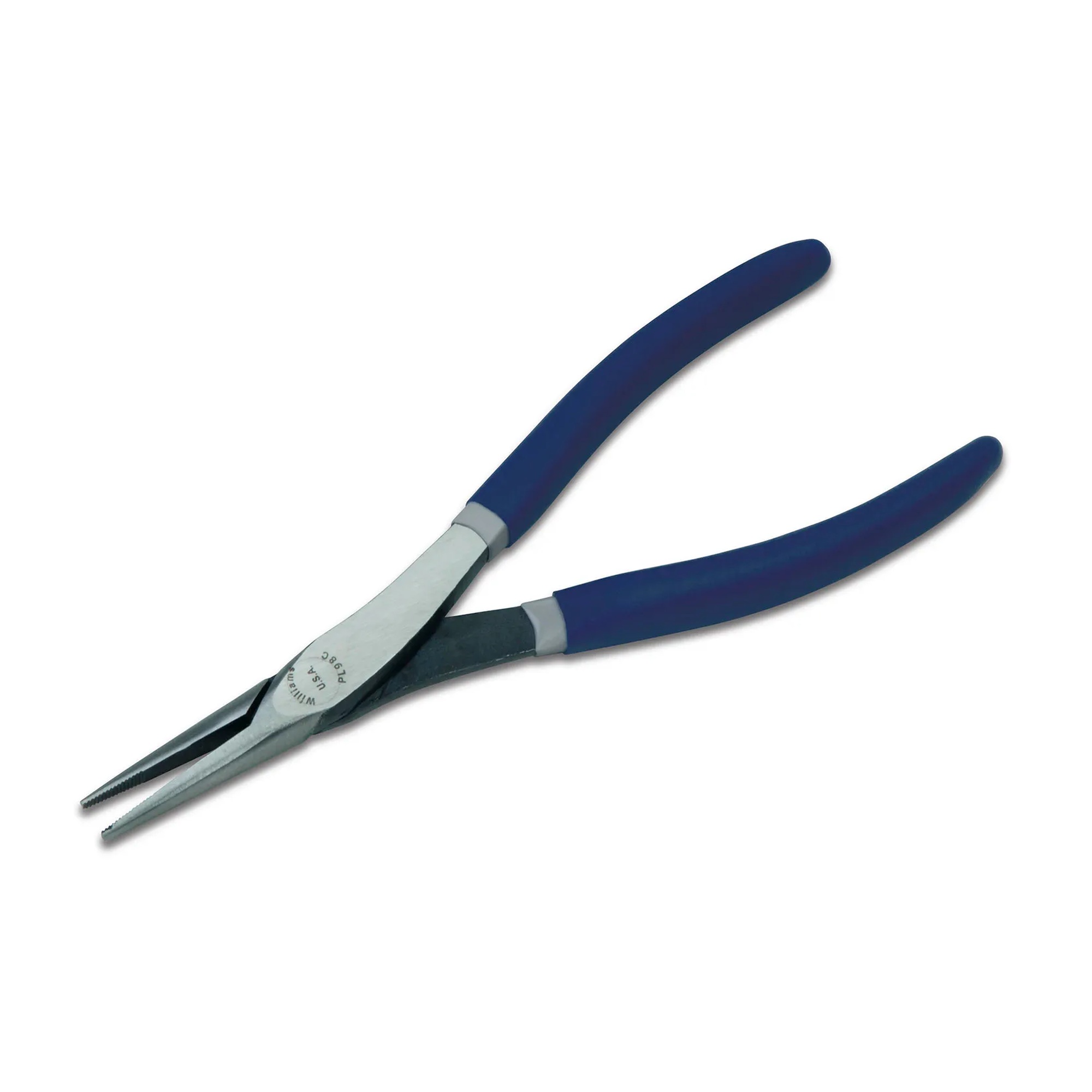 High-Leverage Chain Nose Pliers with Blue Plastic-Dipped Handle