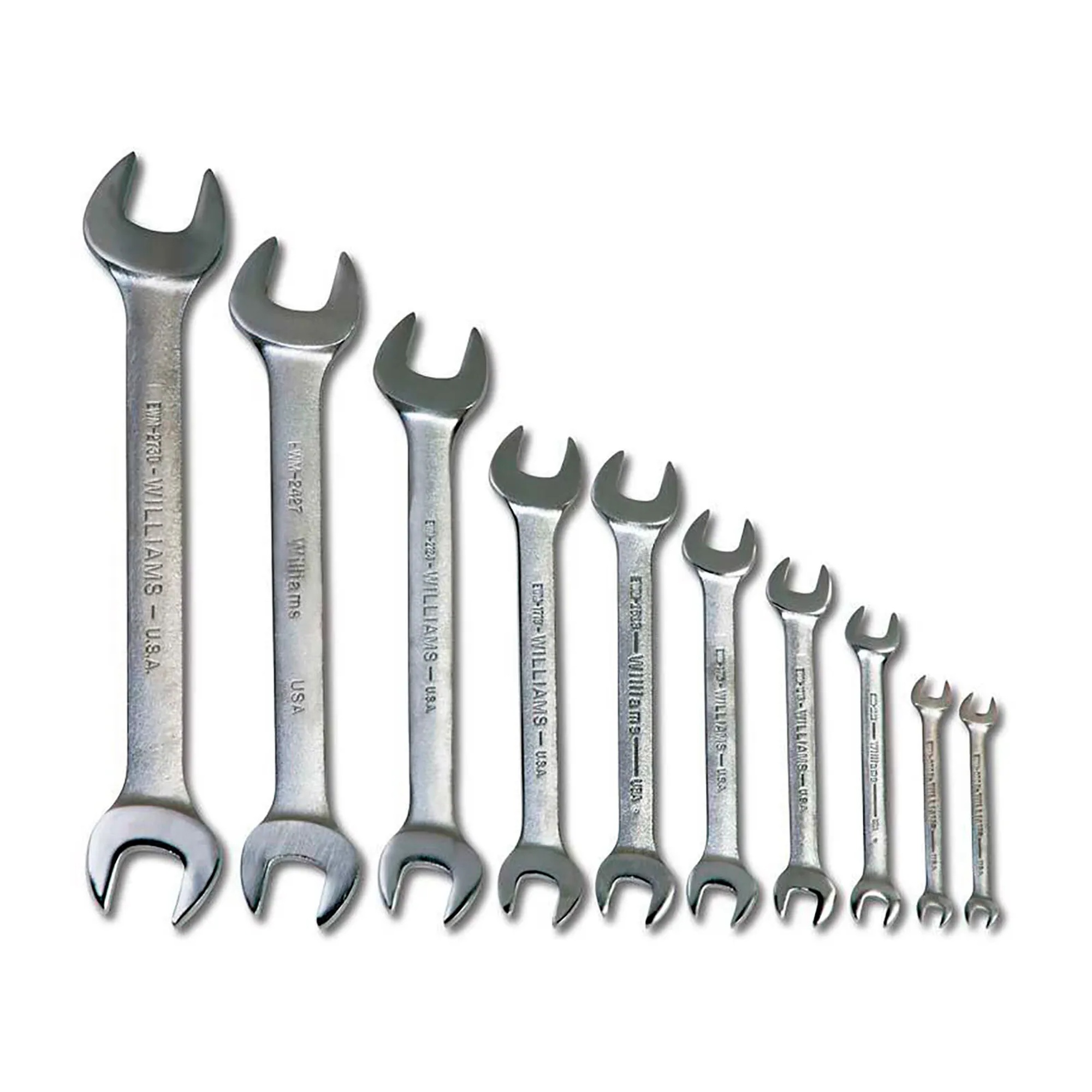 10-Piece Double-Head Open-End Wrench Set, Chrome Finish