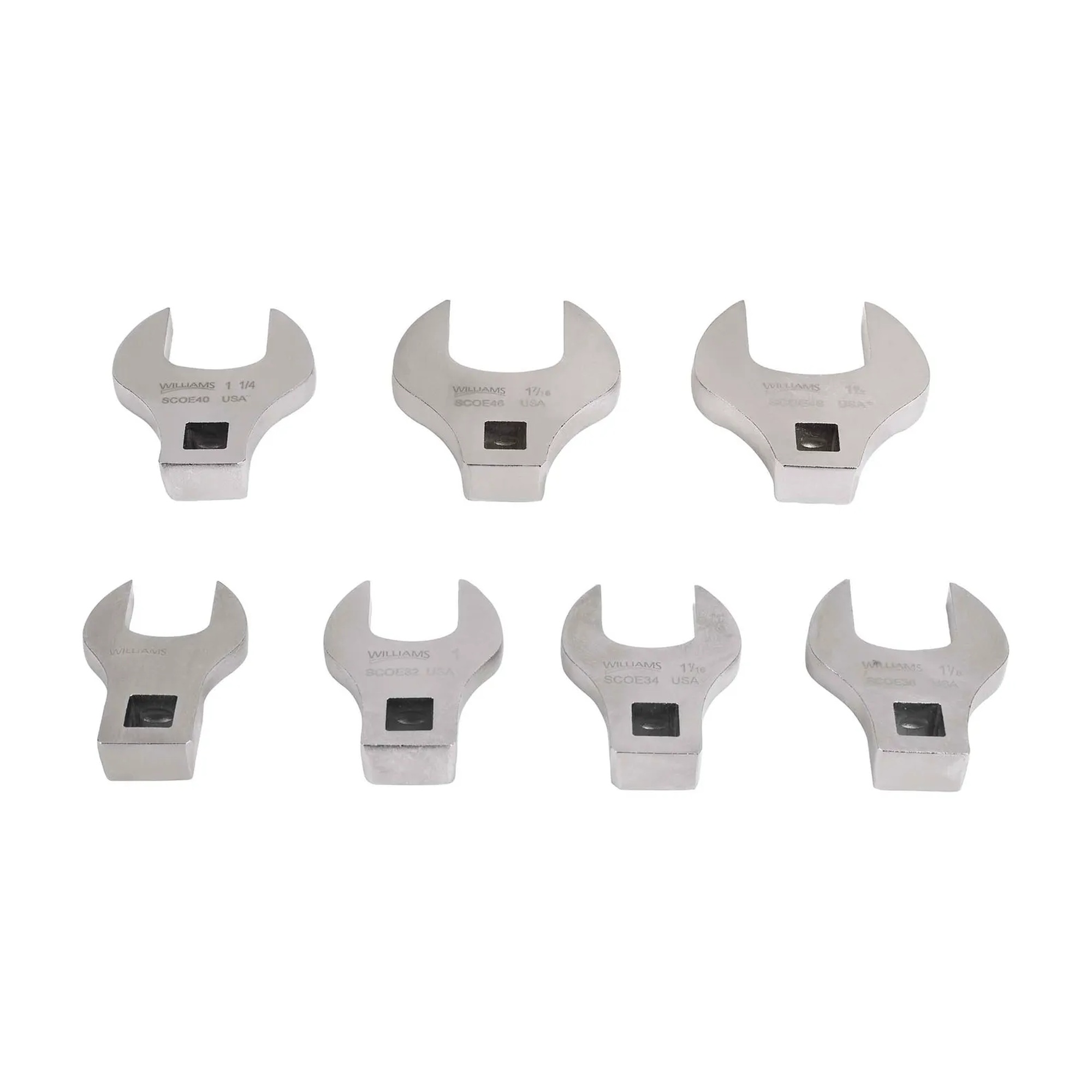 Silver 1/2-inch drive open-end crowfoot wrench set