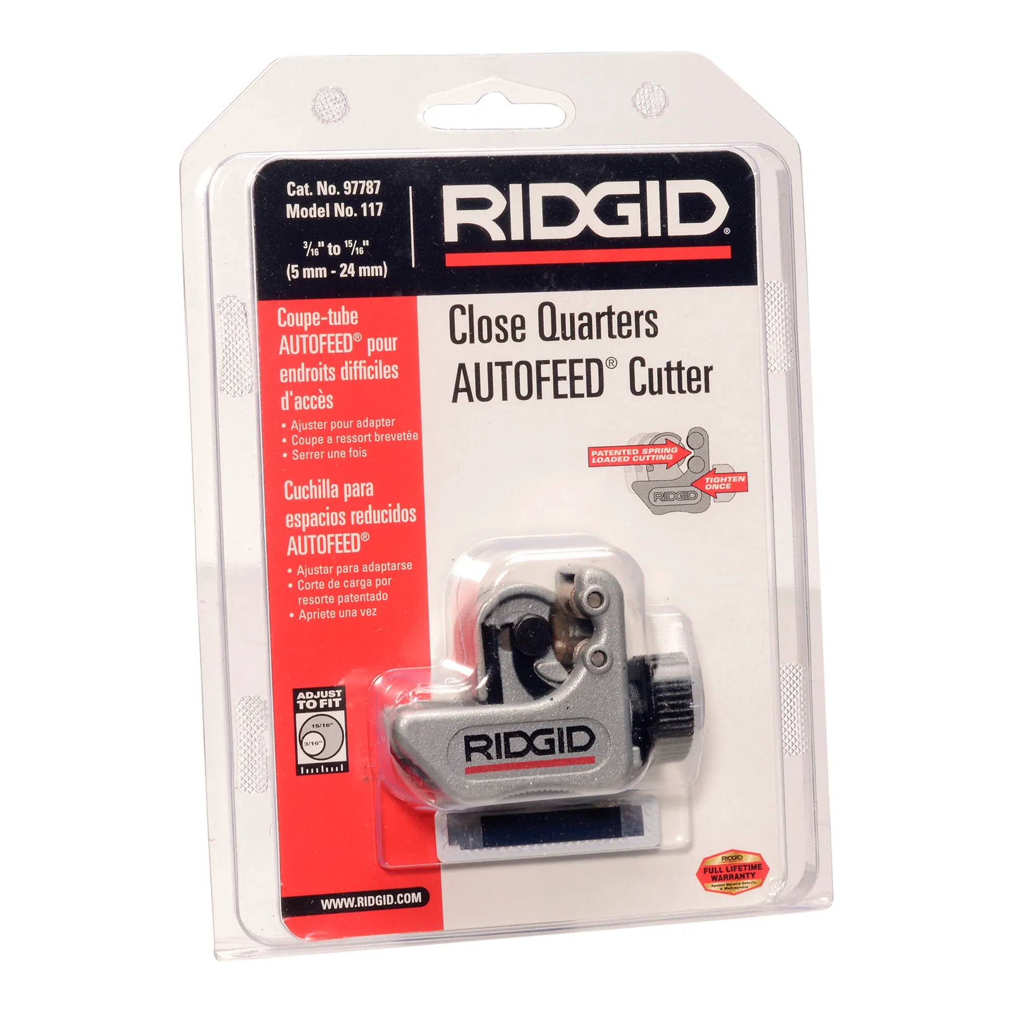 Close-quarters tubing cutter for 3/16 in. to 15/16 in. tubing