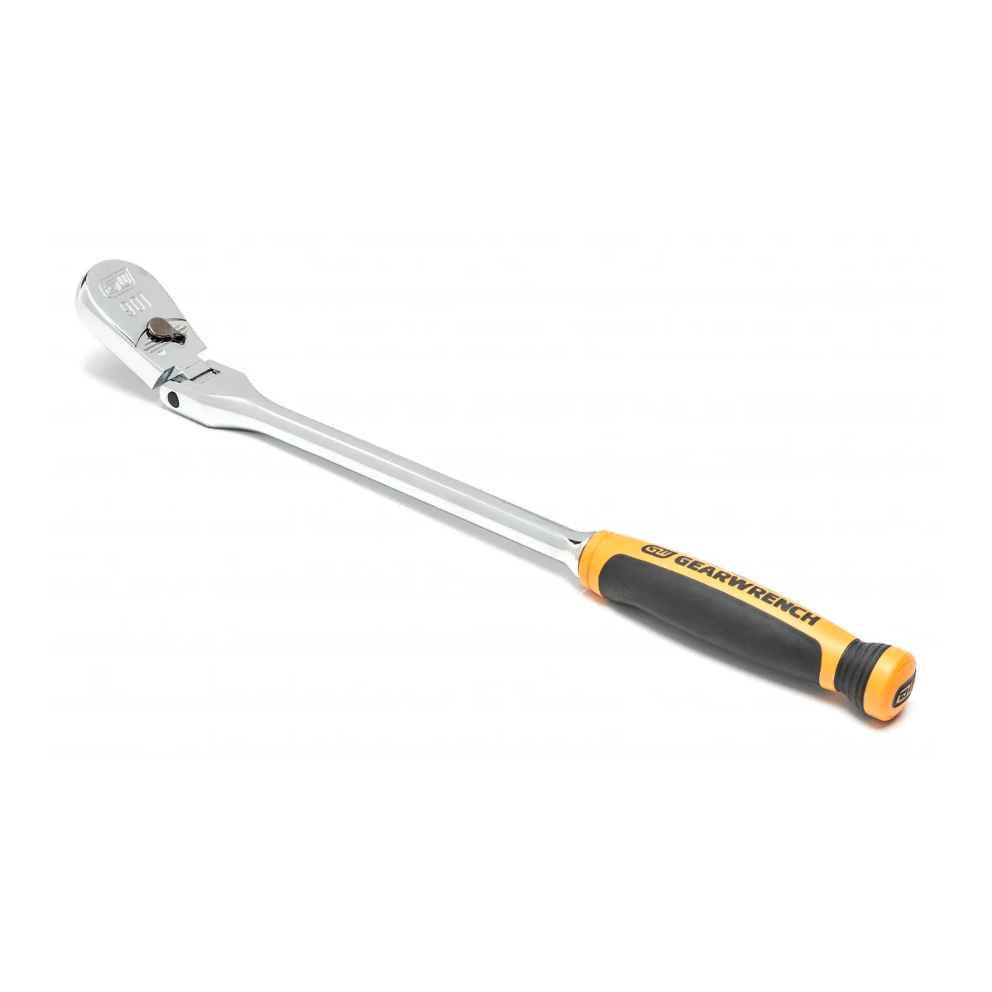 3/8 in. drive 90-tooth flex-head teardrop ratchet with dual-material handle