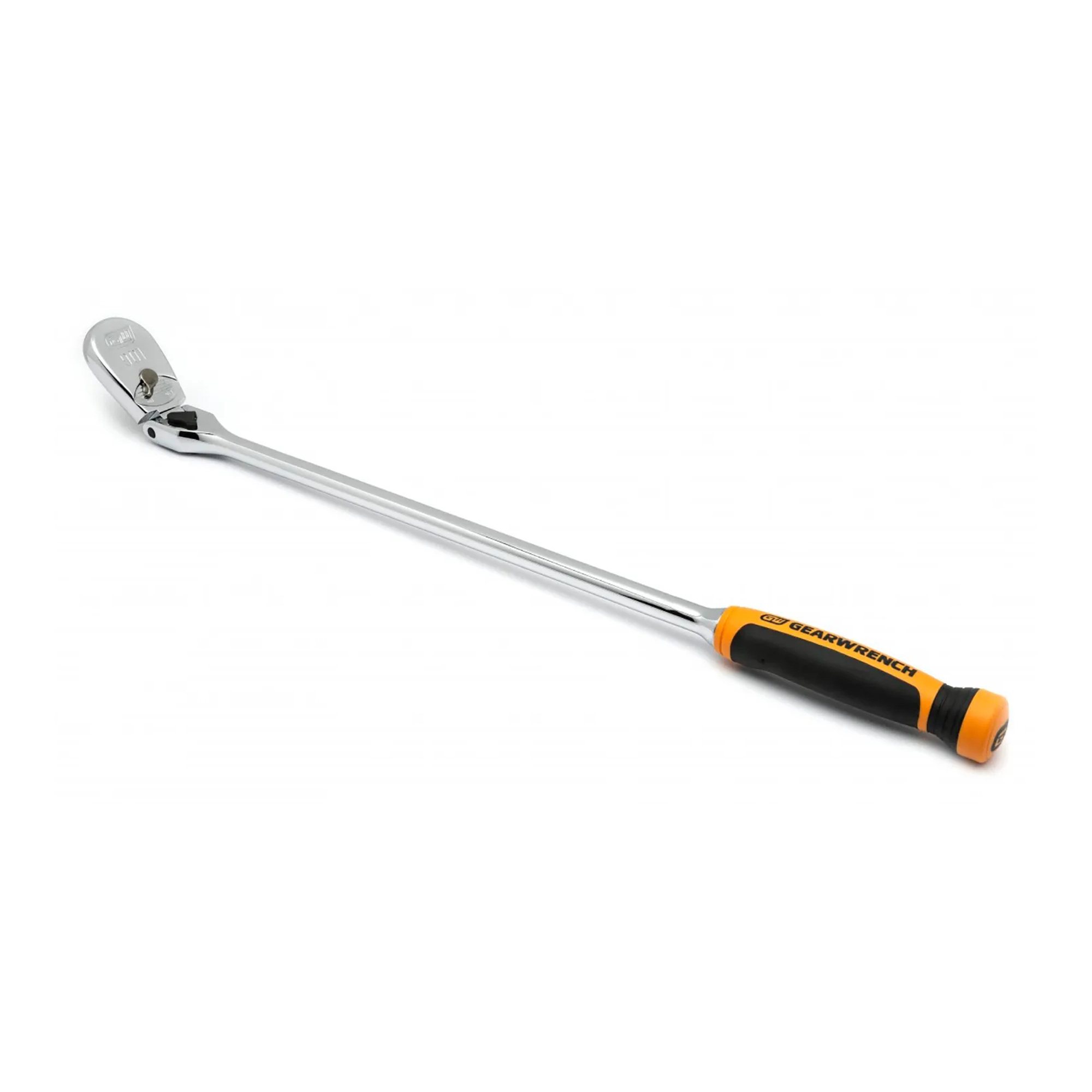 90-tooth locking flex-head teardrop ratchet with 1/2-inch drive and 24-inch handle