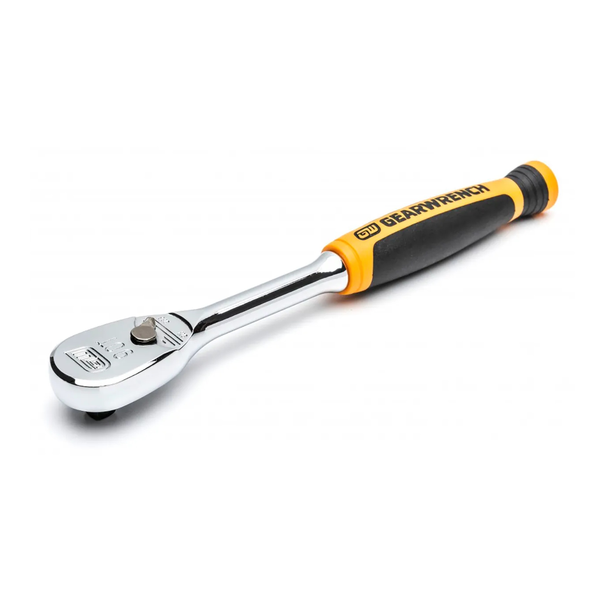 1/4-inch drive 90-tooth teardrop ratchet with dual-material comfort grip