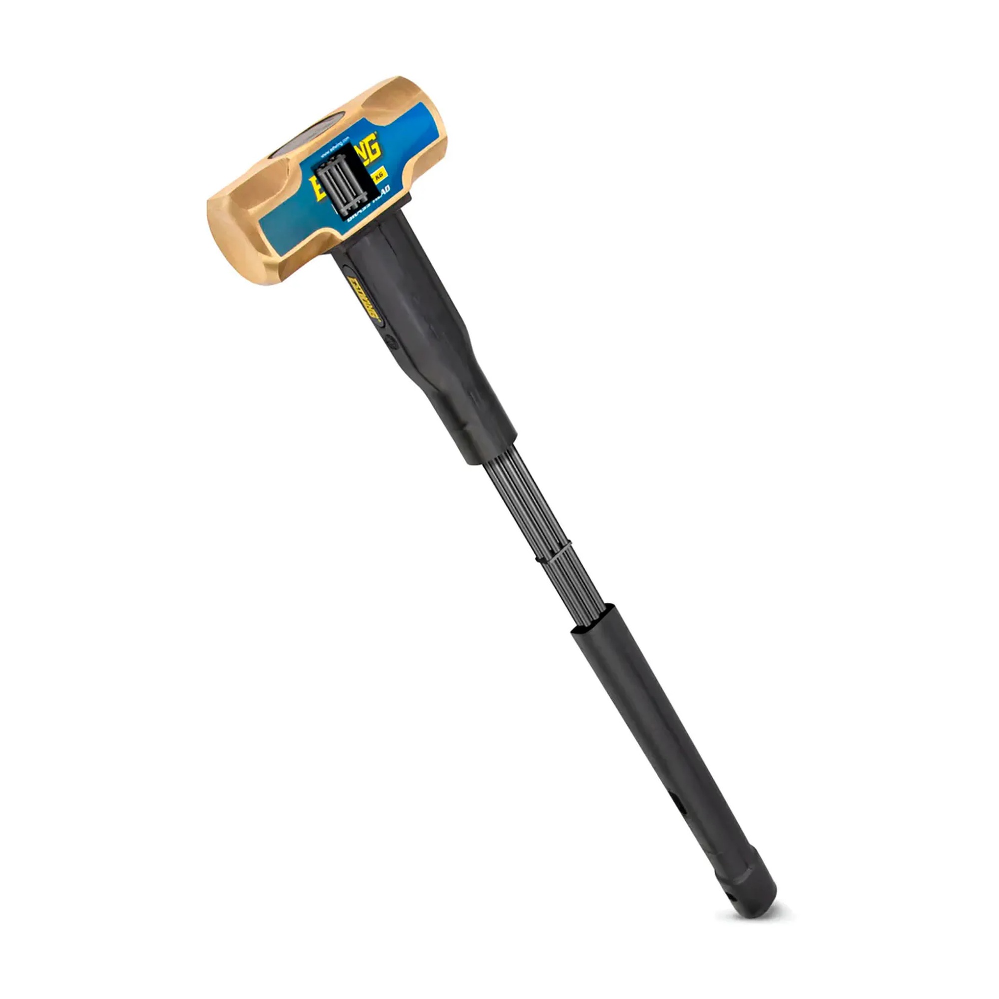 8 lb brass-head sledge hammer with 30 in steel and rubber handle