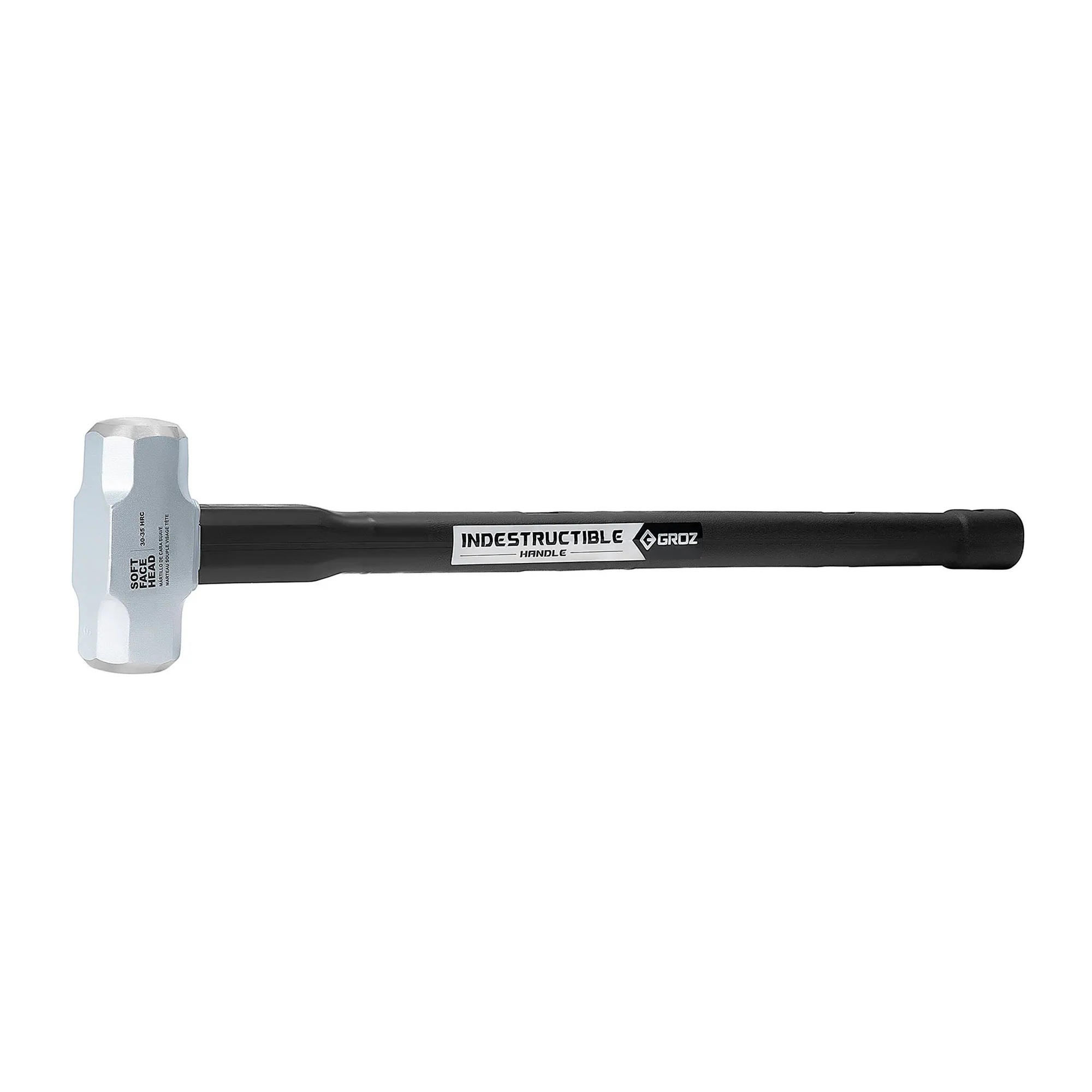 Soft-face sledge hammer with 6 lb head, 30 in handle, and rubber grip