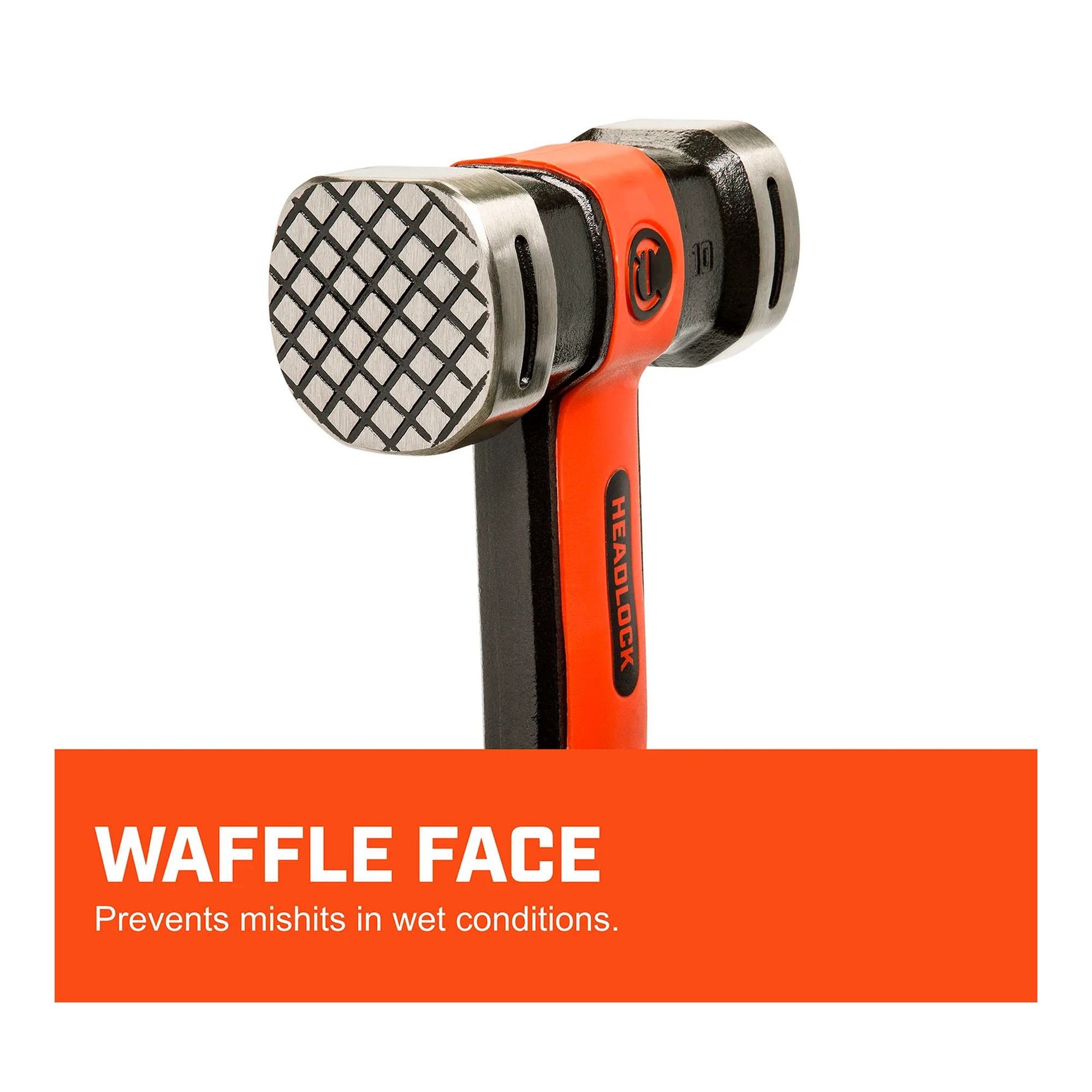 10 lb sledge hammer with fiberglass handle, ergonomic grip, and waffle striking face