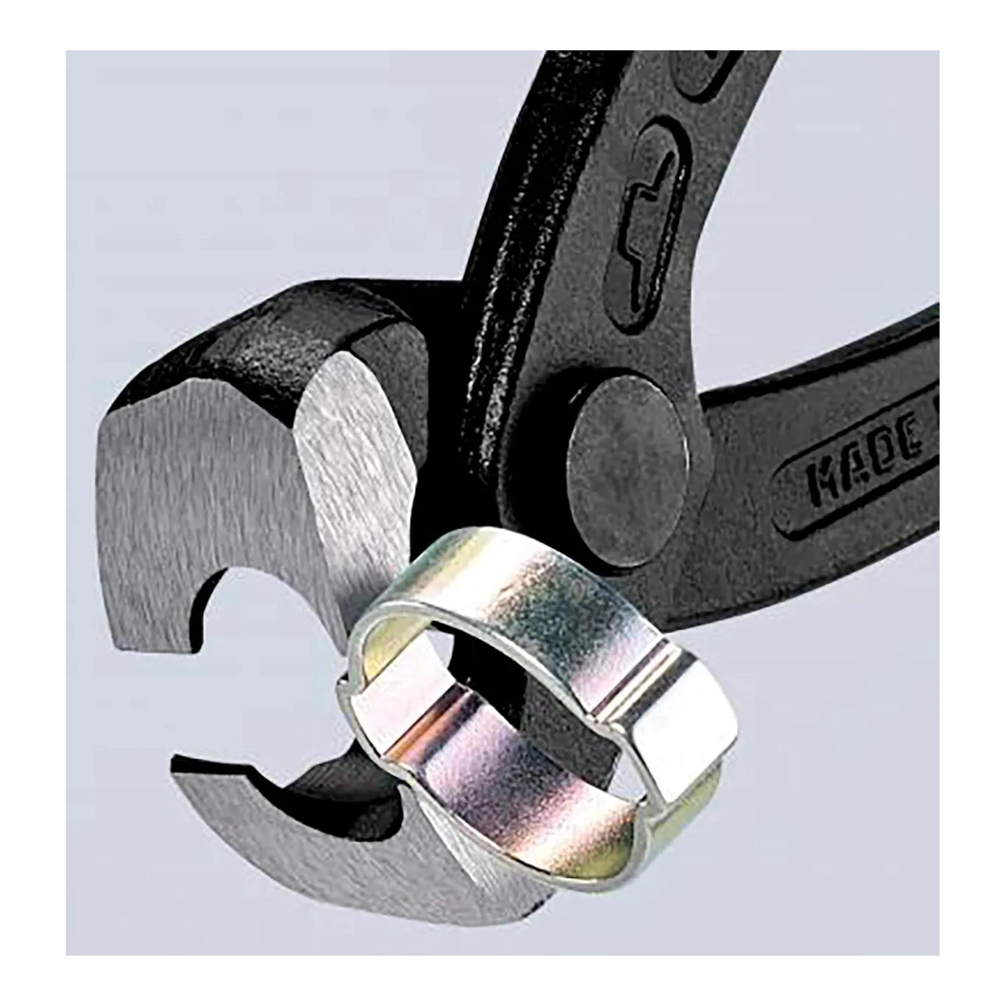 Red ear clamp pliers with front and side jaws