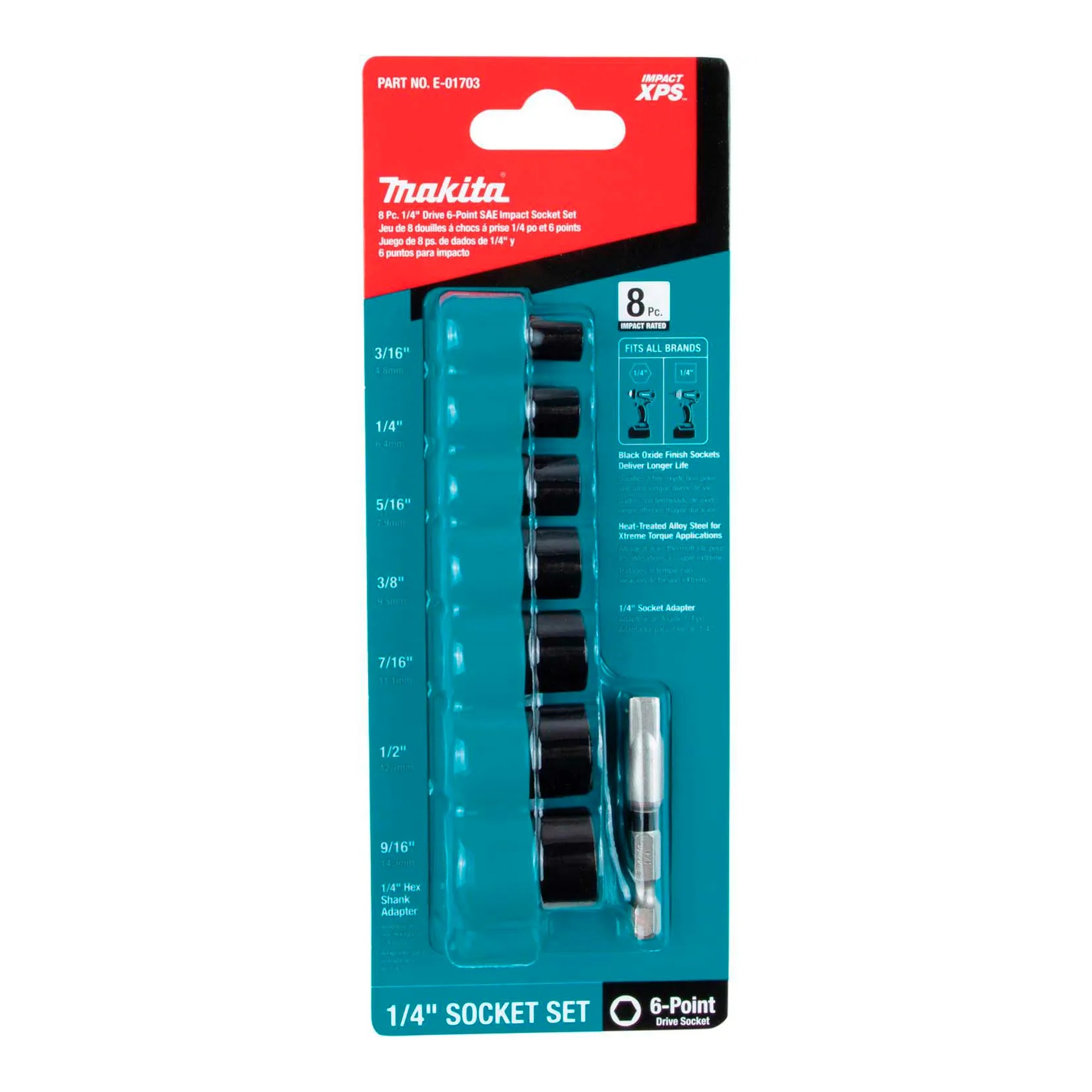 8-Piece 1/4-Inch Drive SAE Impact Socket Set with Adapter