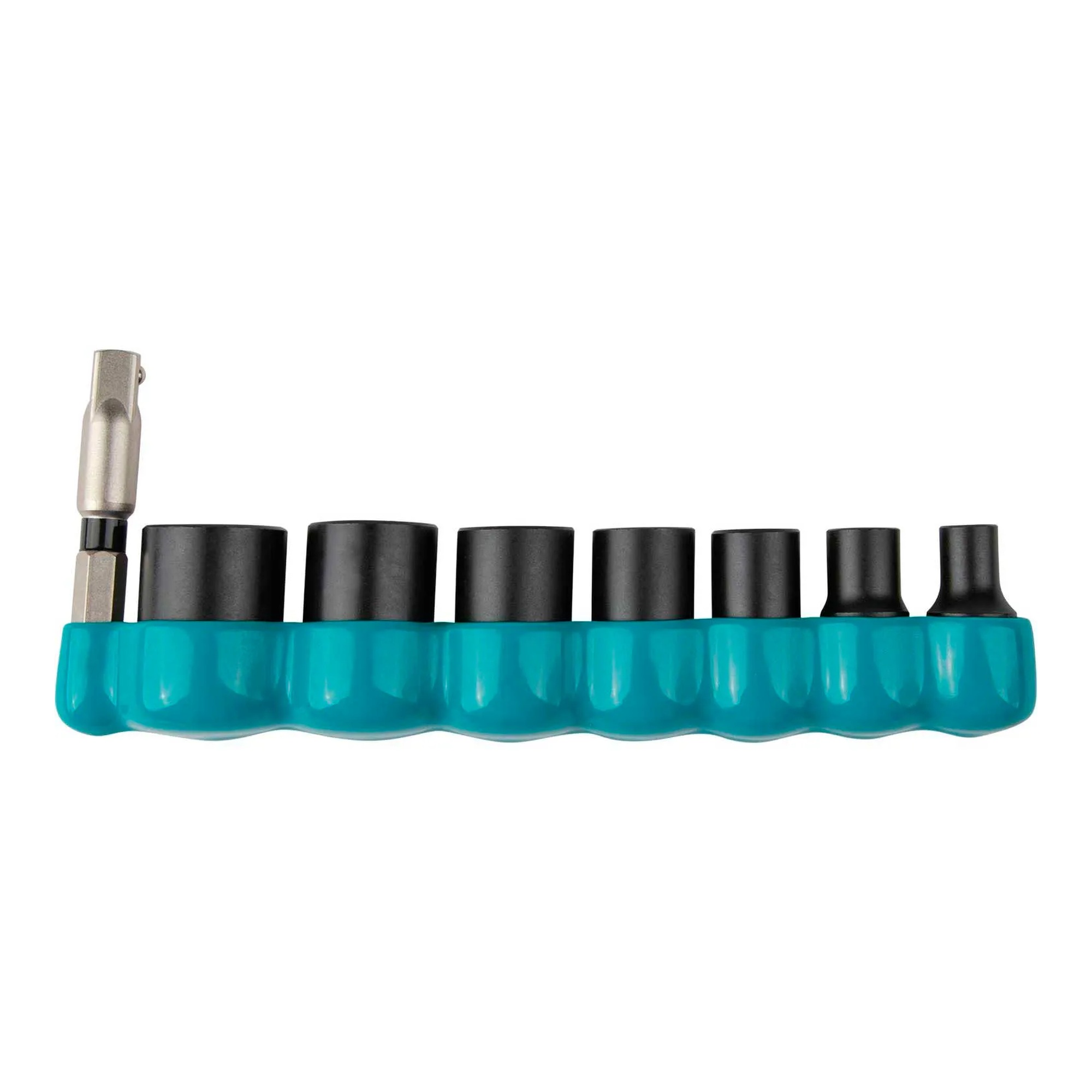 1/4-inch drive SAE 6-point impact socket set with hex-shank adapter