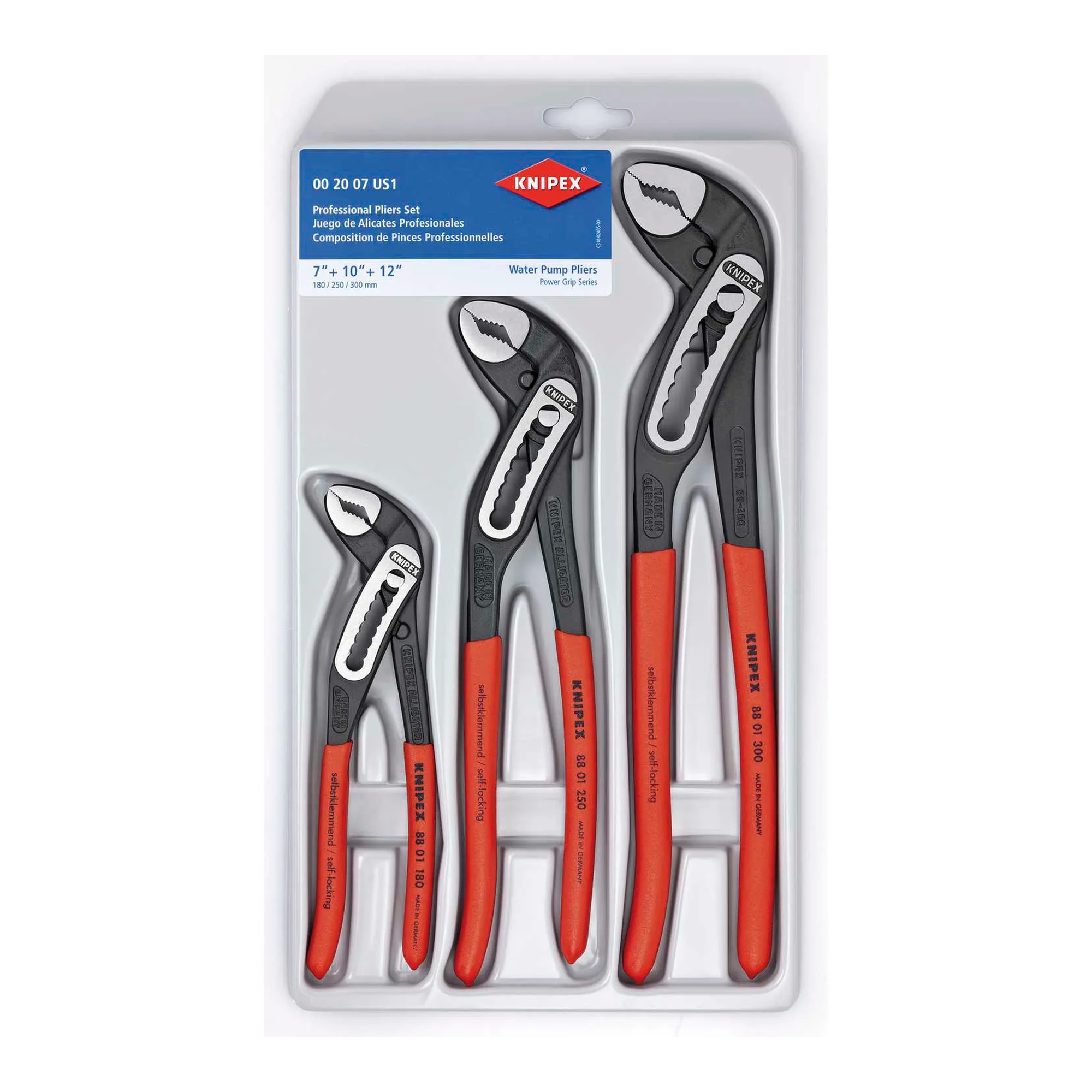 Three-Piece Tongue-and-Groove Pliers Set, 7, 10 and 12