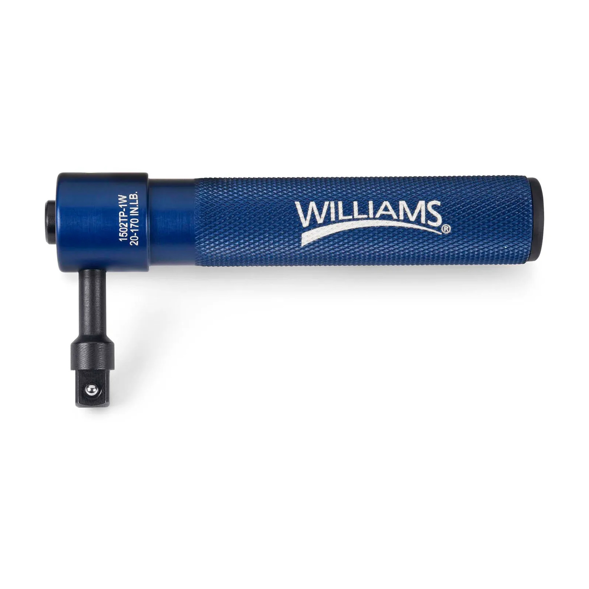 Blue single-setting torque wrench with 3/8 inch male square drive