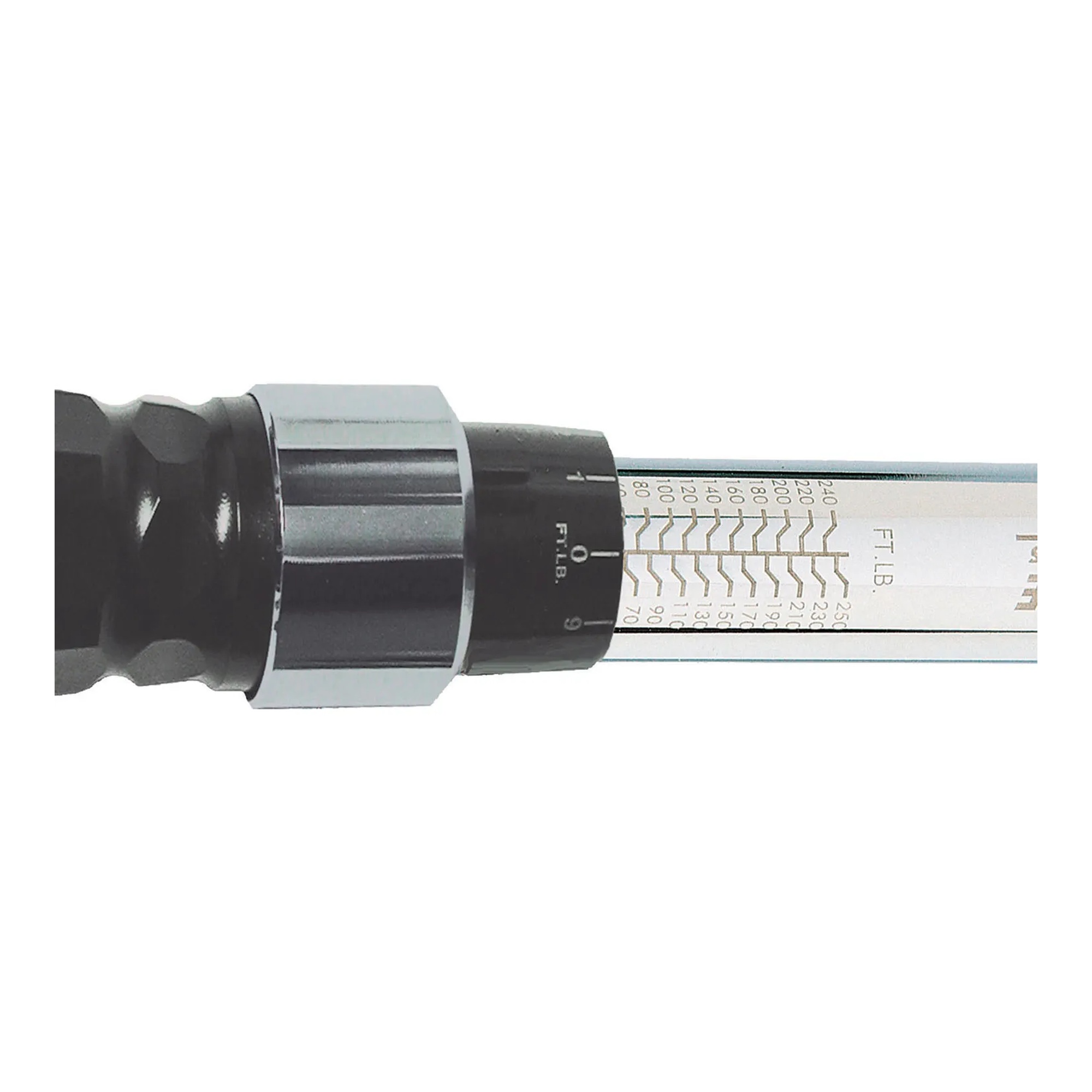 3/8-inch drive adjustable micrometer torque wrench with 10-100 ft-lb range