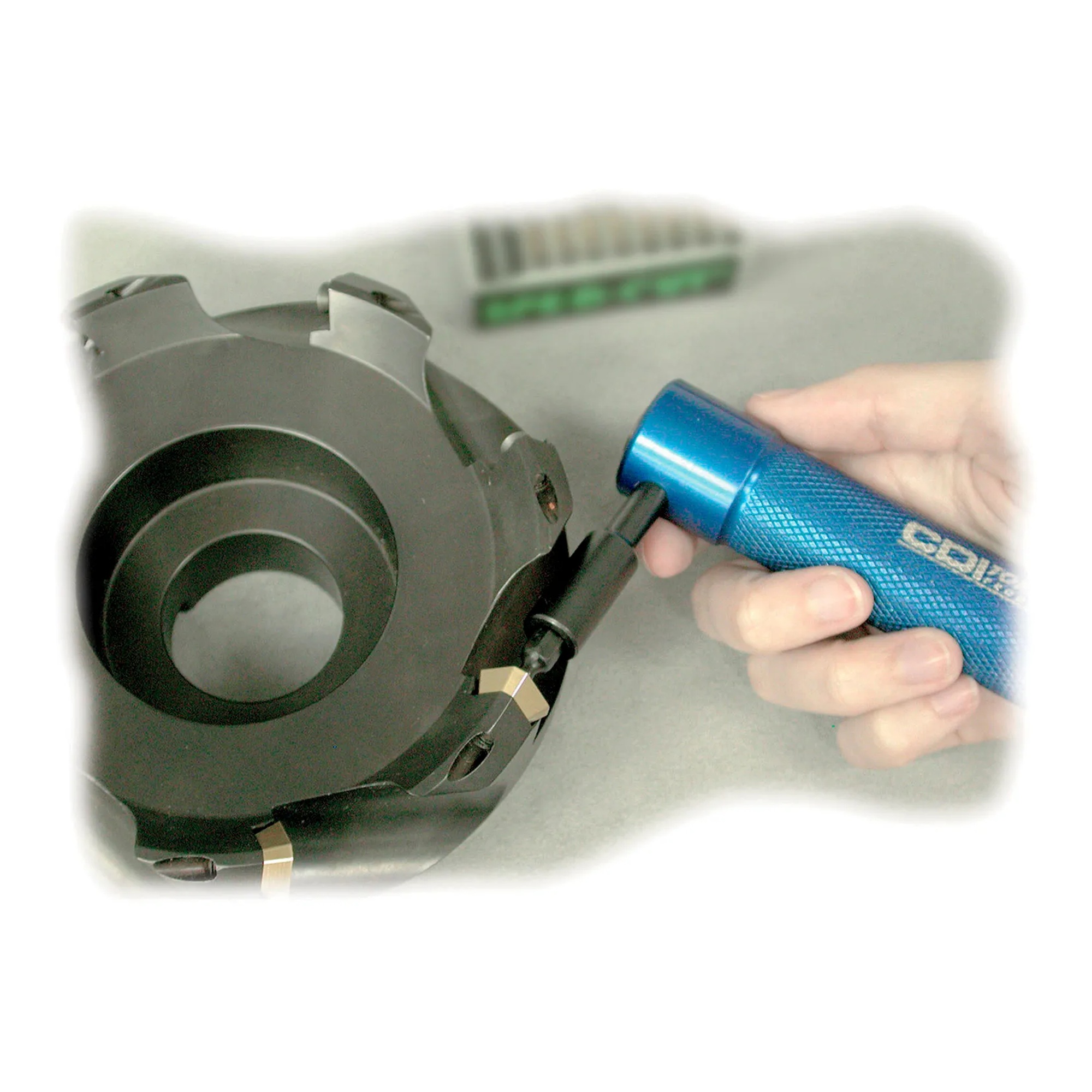 Blue single-setting torque wrench set with 3/8-inch male square drive