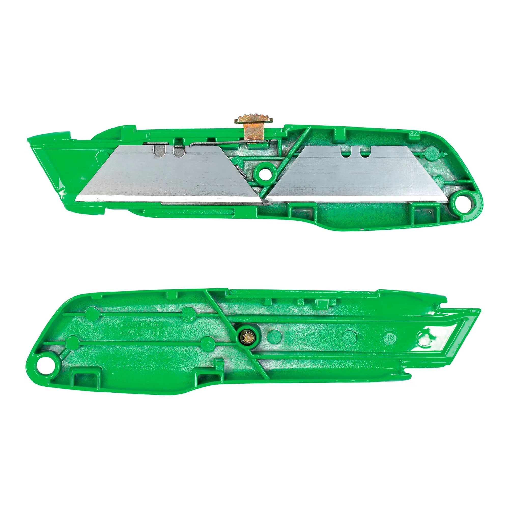 Green high-visibility retractable blade utility knife