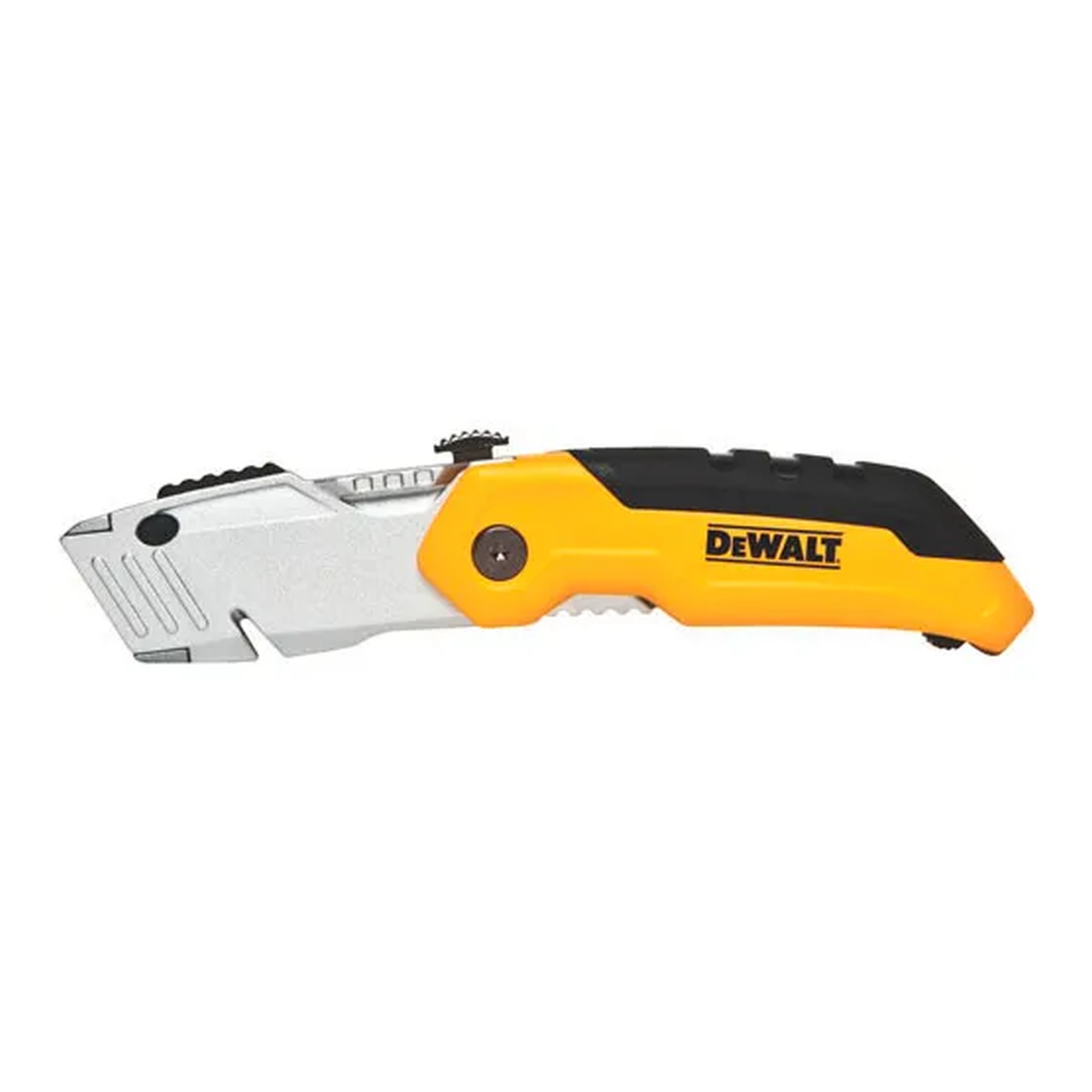 Yellow folding retractable utility knife with metal body