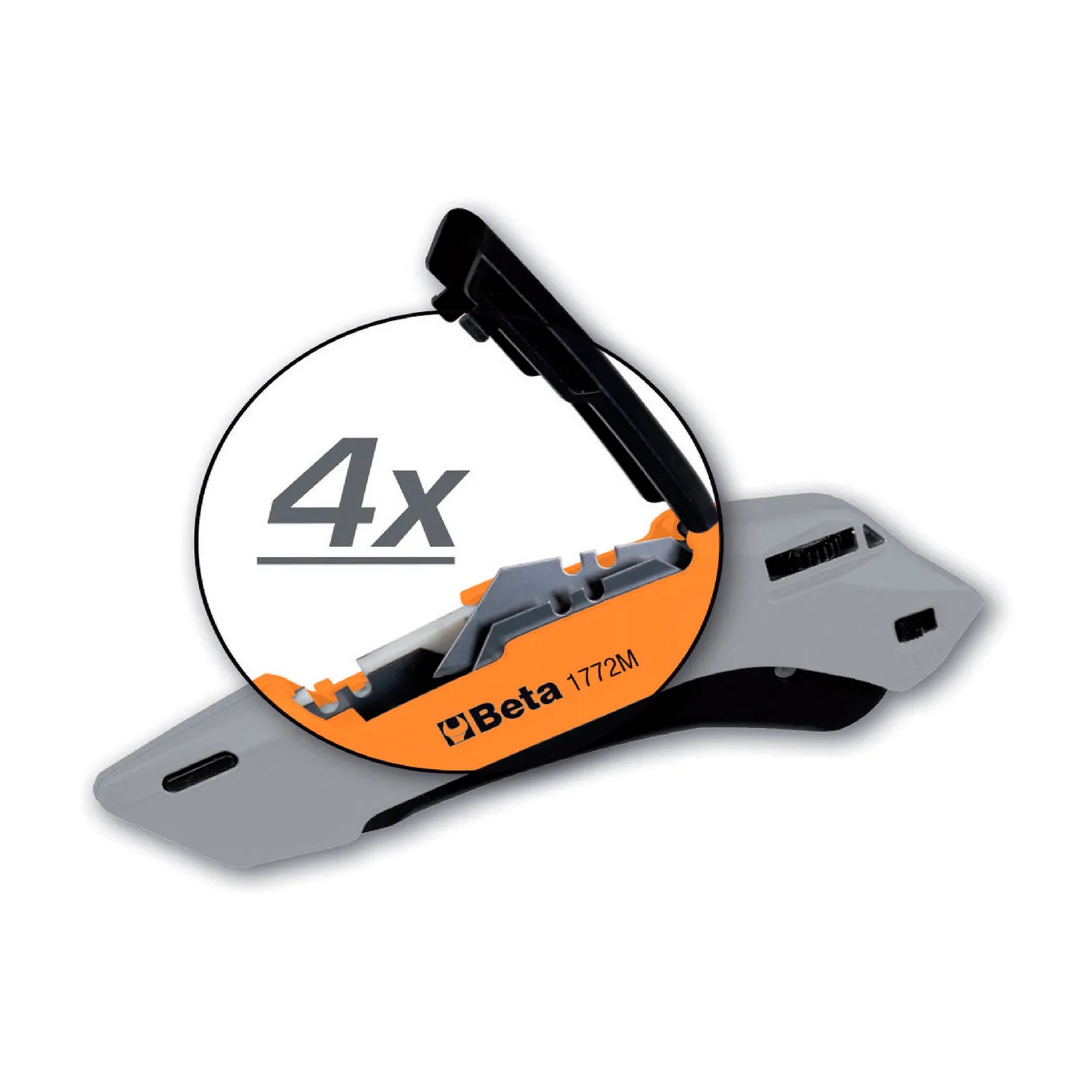Silver retractable safety utility knife with built-in staple remover