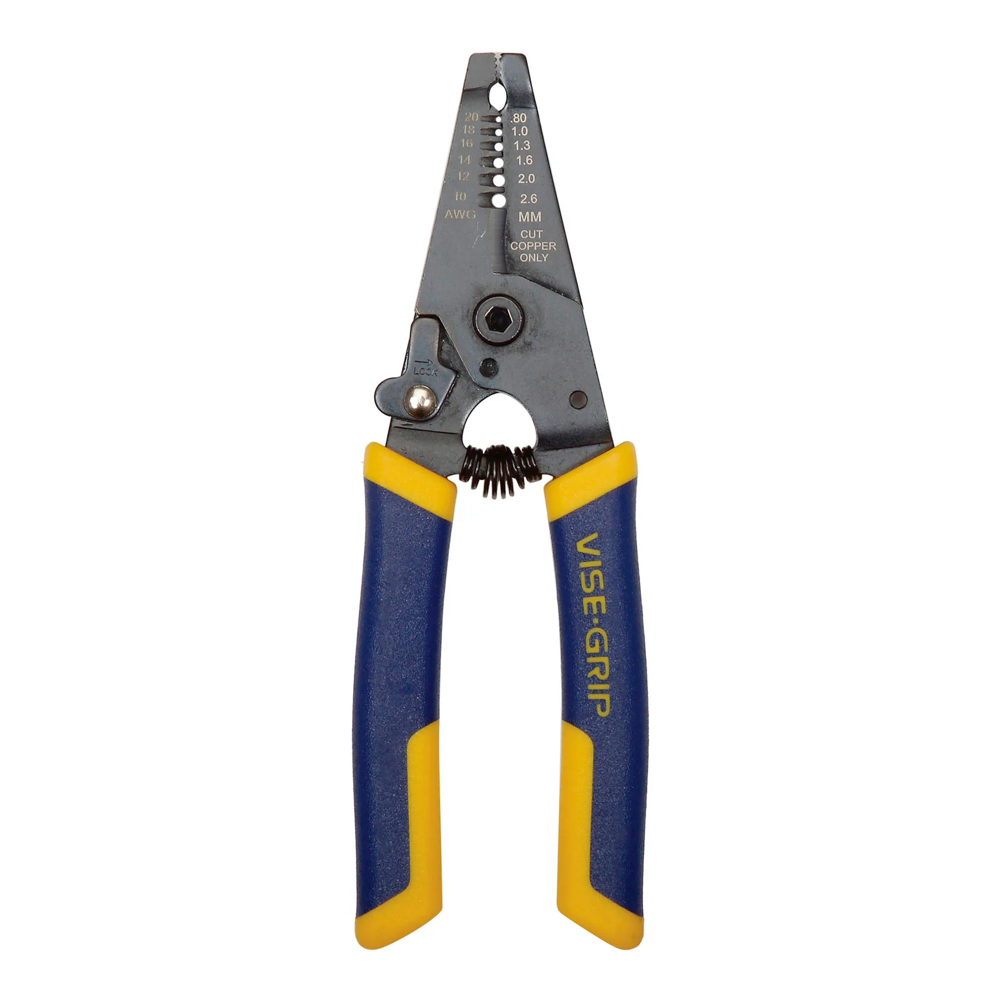 6-inch wire stripper and cutter pliers with blue comfort grips