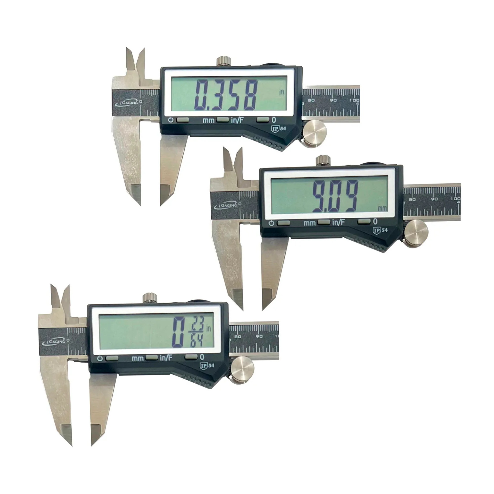 Digital caliper with extra-large LCD display and 0-4 inch/100 mm measuring range