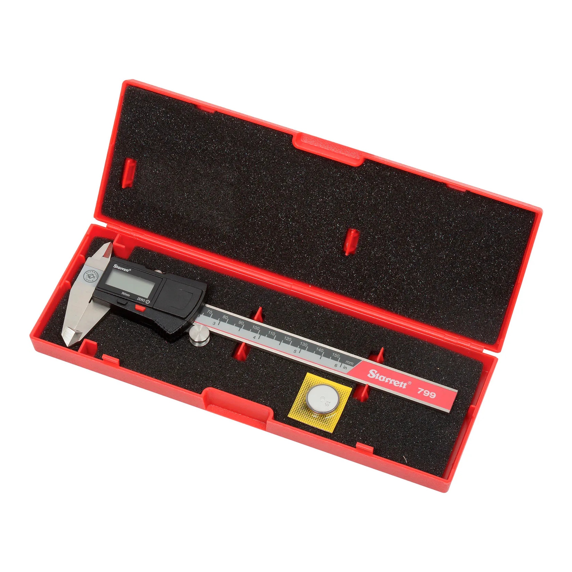 Stainless steel digital caliper with LCD display and 0–6 inch/150 mm measuring range