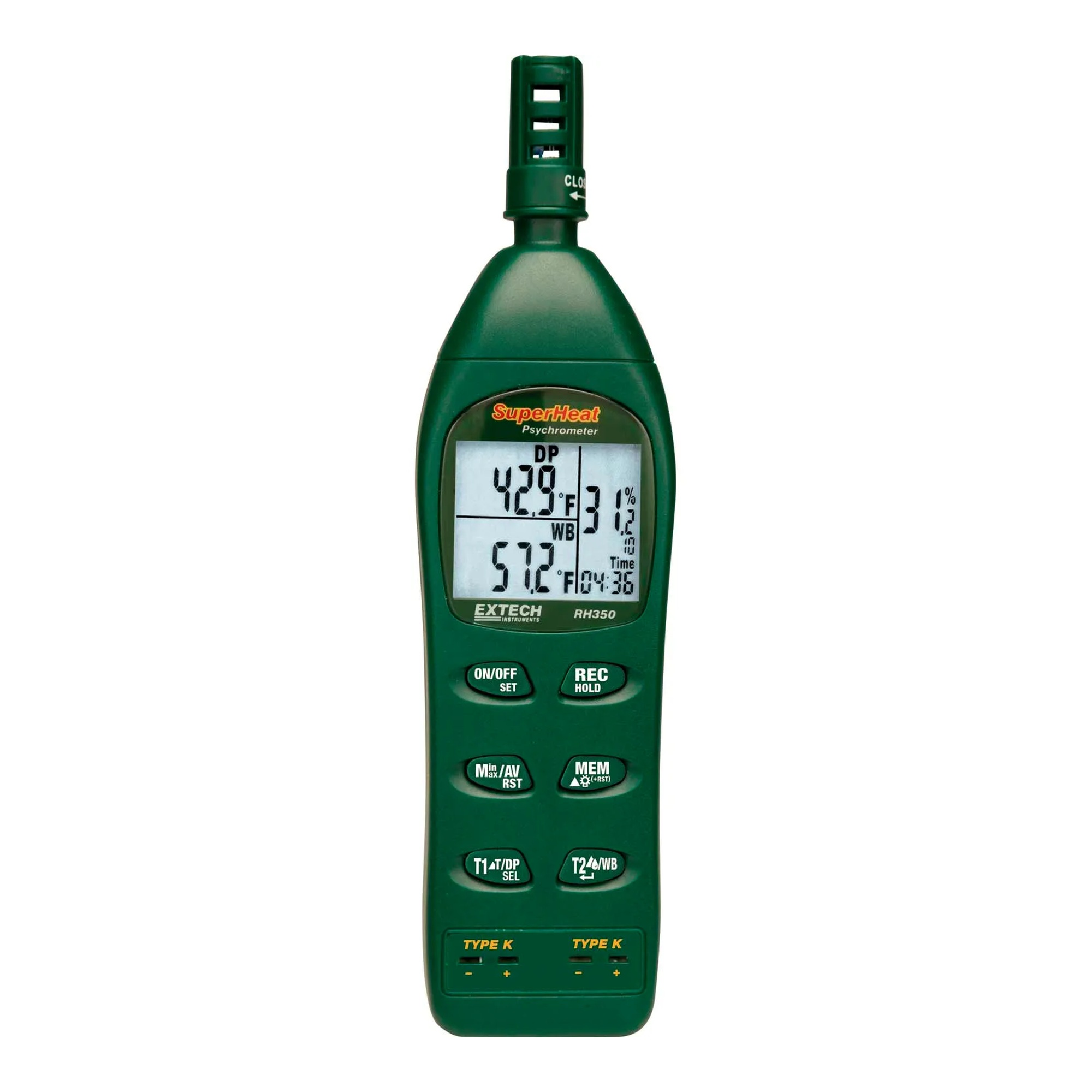 Dual-Input Hygro-Thermometer Psychrometer with Case