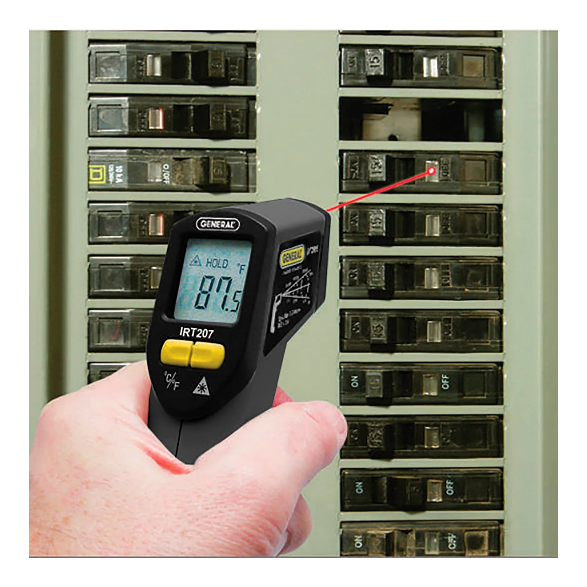 Non-contact infrared thermometer with backlit display and sighting laser