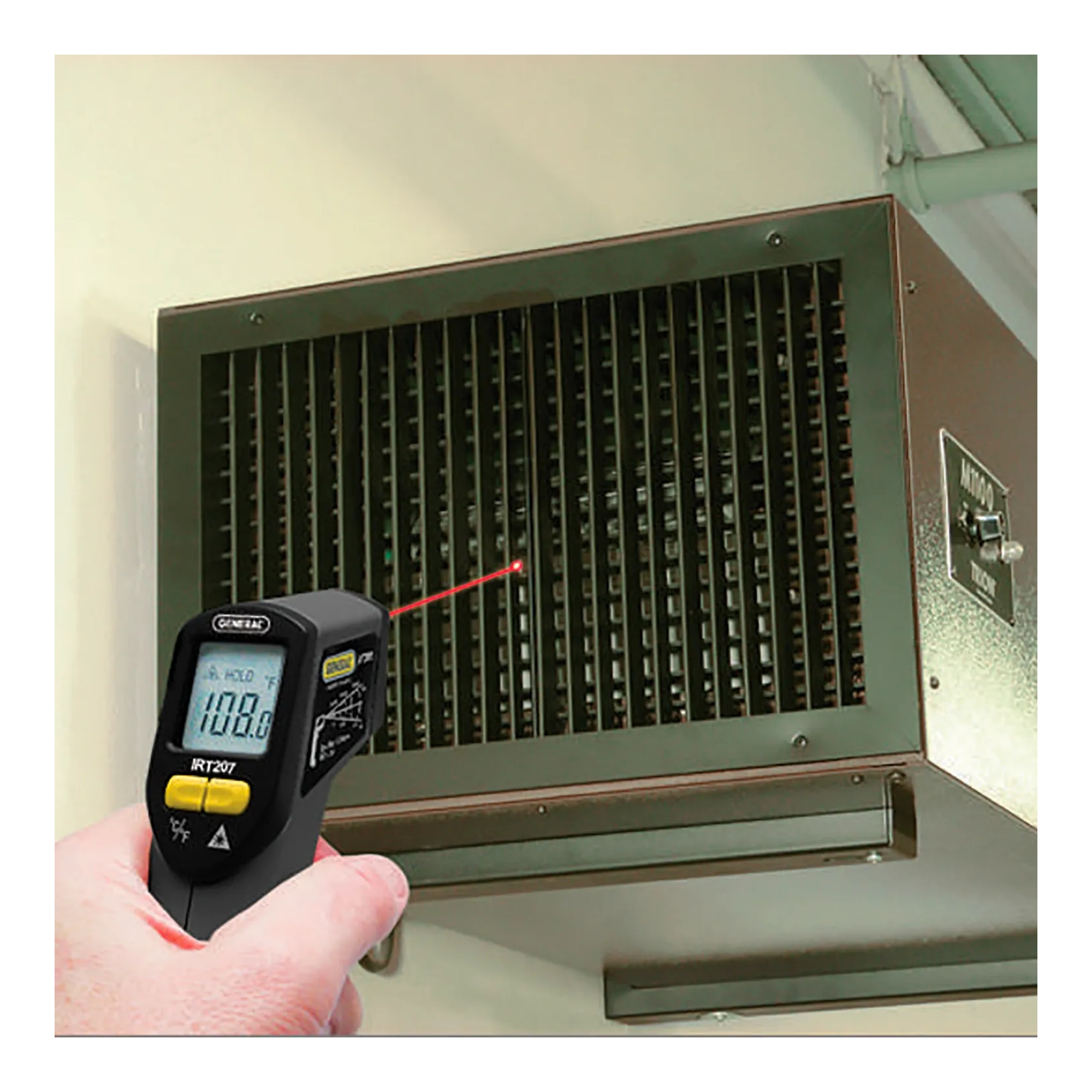 Non-contact infrared thermometer with backlit display and sighting laser