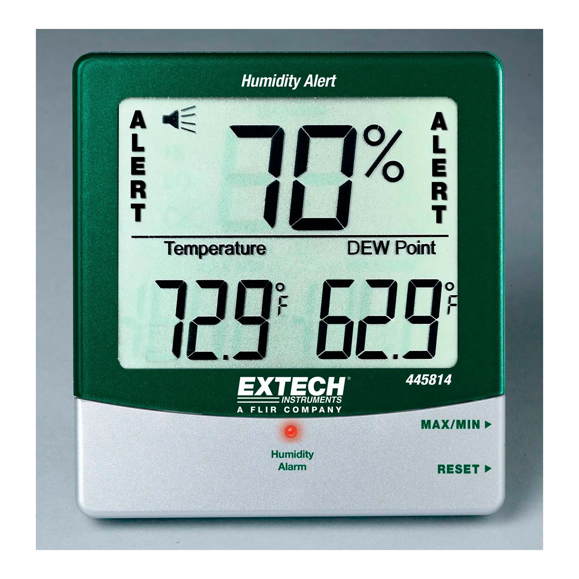 Wall-Mount Hygro-Thermometer with Humidity Alert and Dew Point