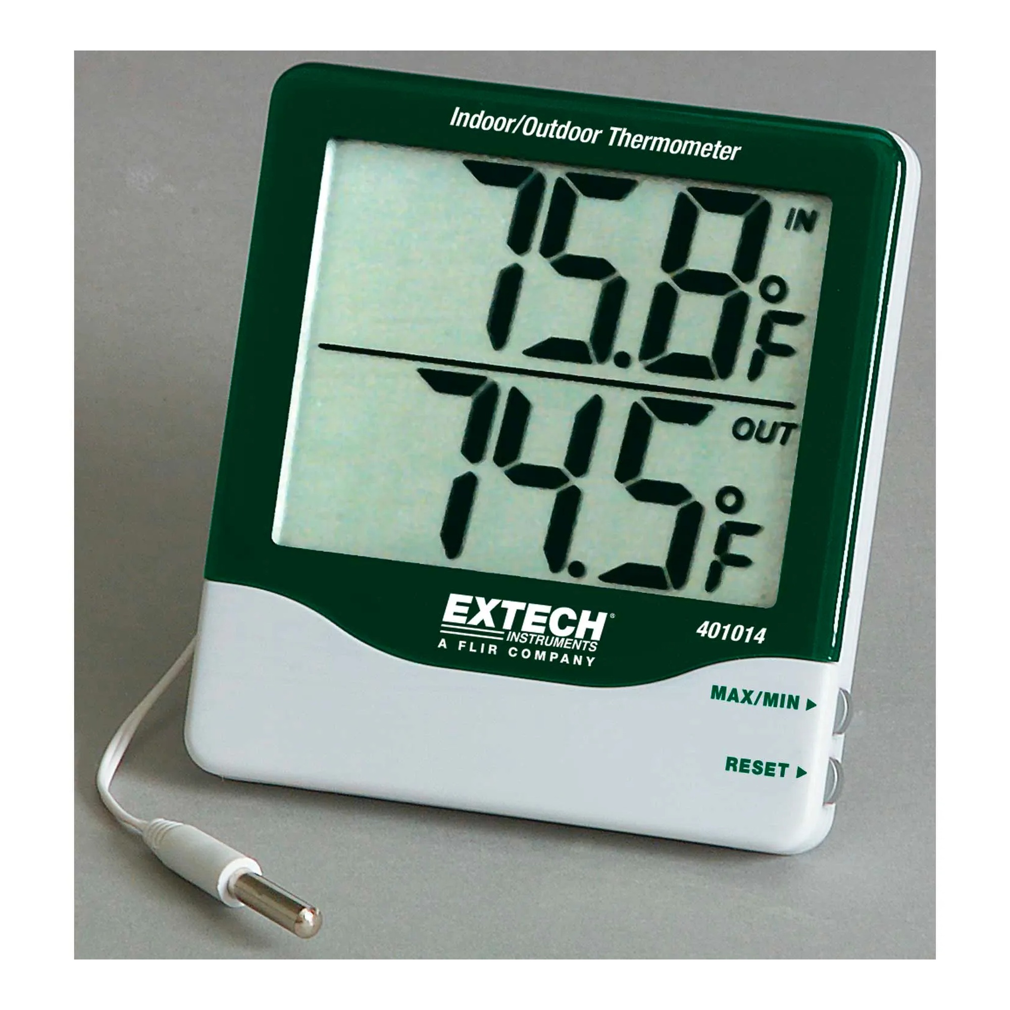 Big Digit Indoor/Outdoor Thermometer, Green/Silver