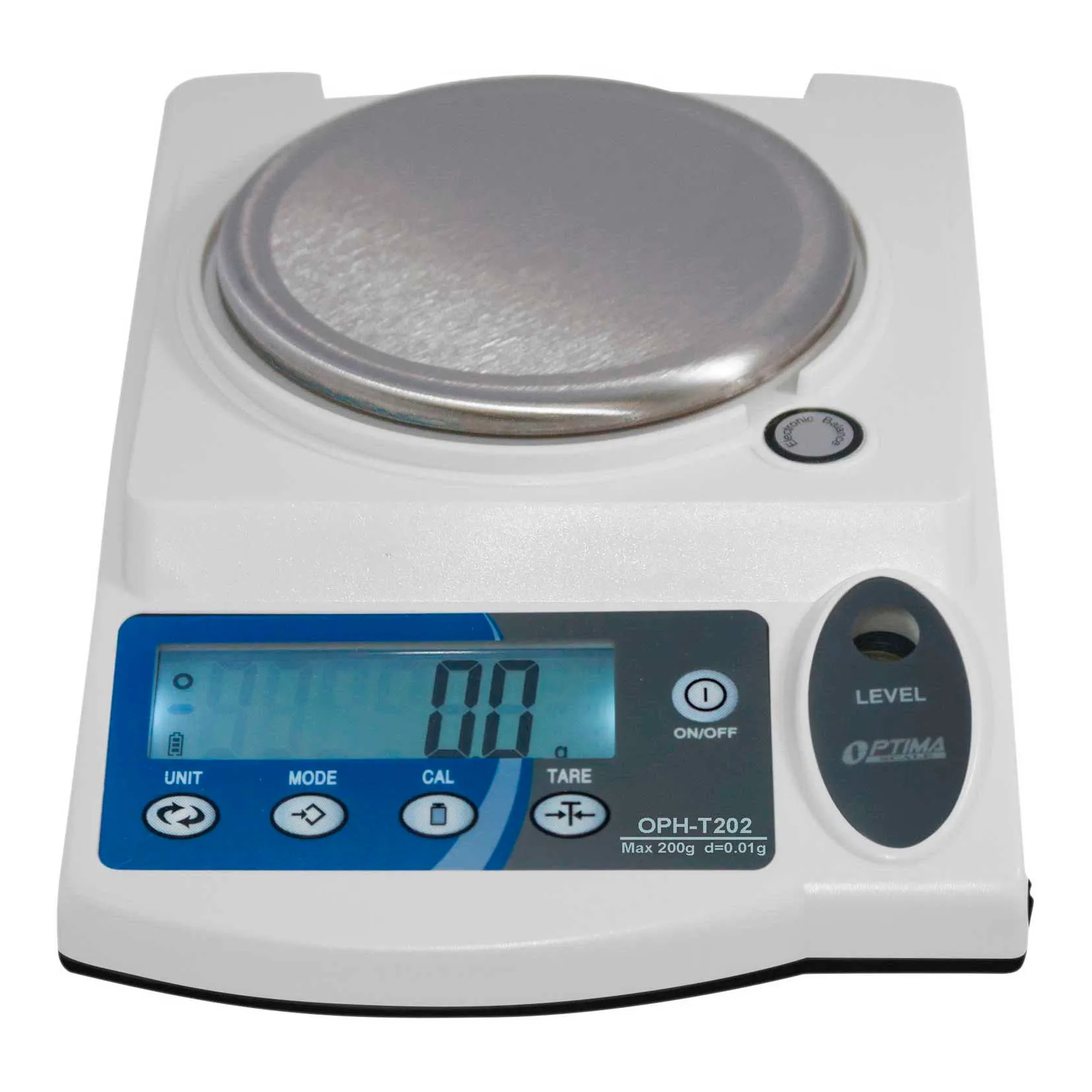 White precision balance with 200 g capacity and 0.01 g readability