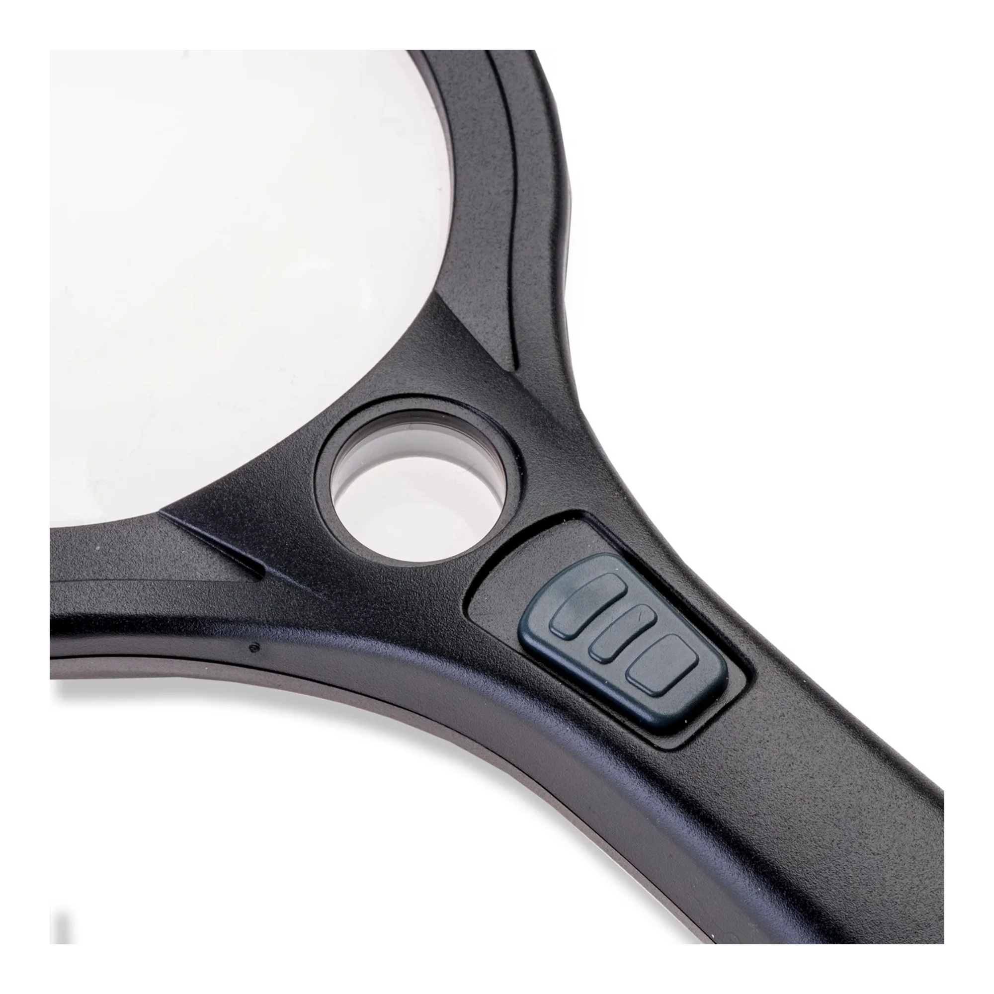 Black LED lighted magnifier with 3.5-inch lens and 2.5x magnification