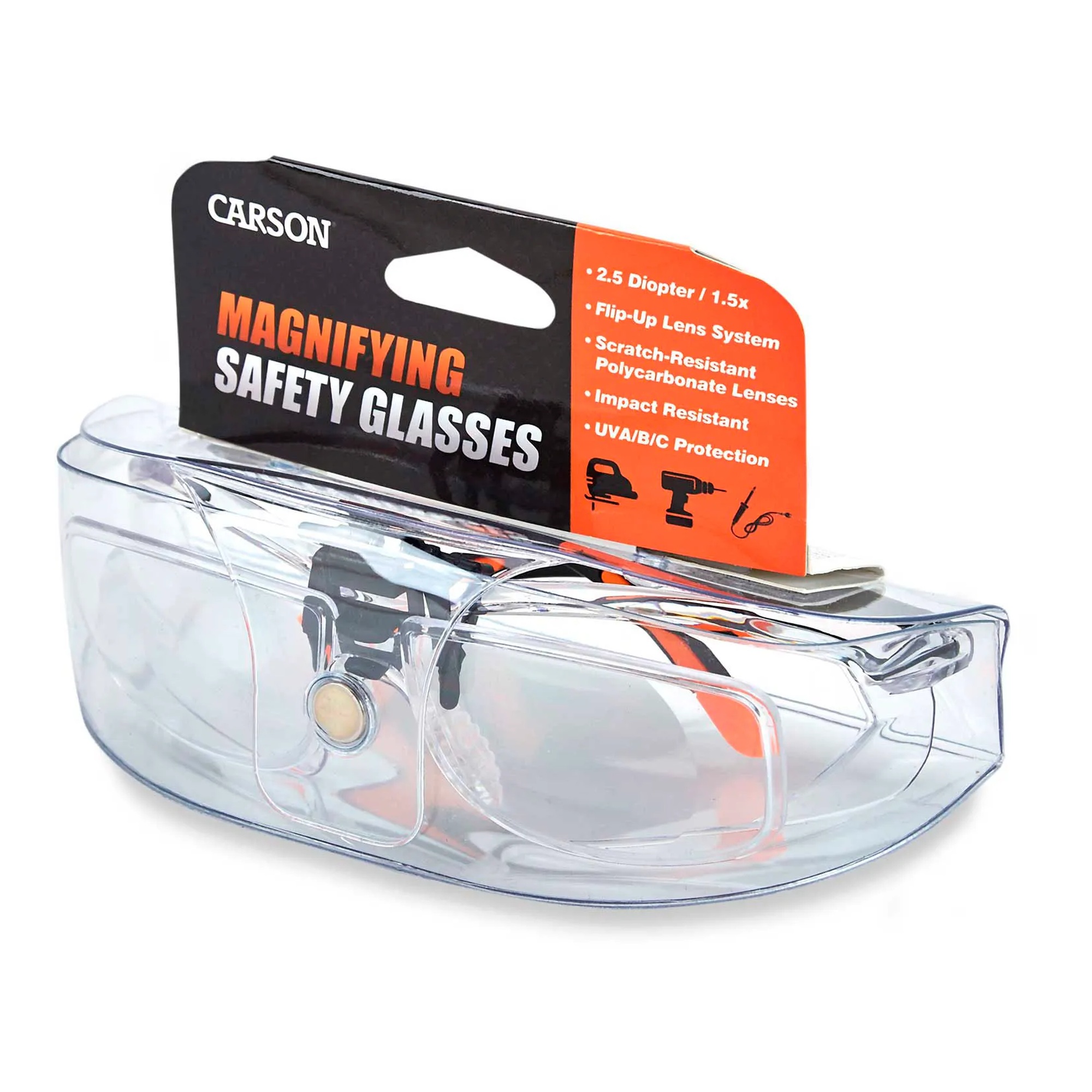 1.5x Magnifying Safety Glasses with Flip-Up Lens