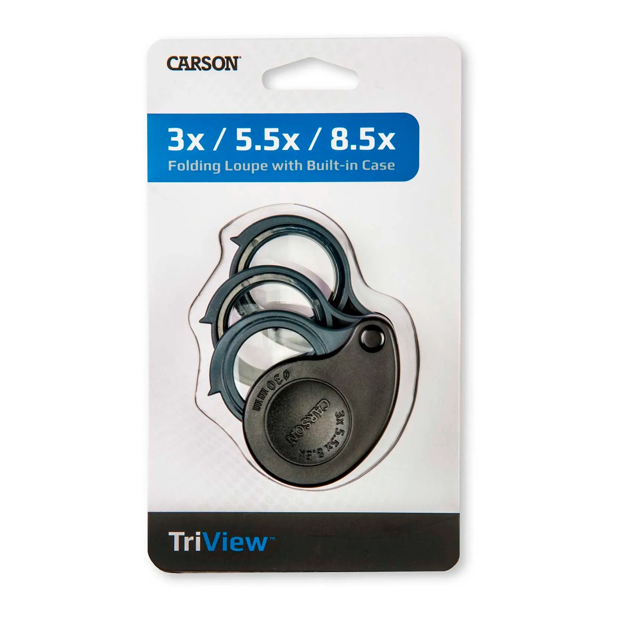 Tri-View Folding Loupe Magnifier, 3x to 8.5x