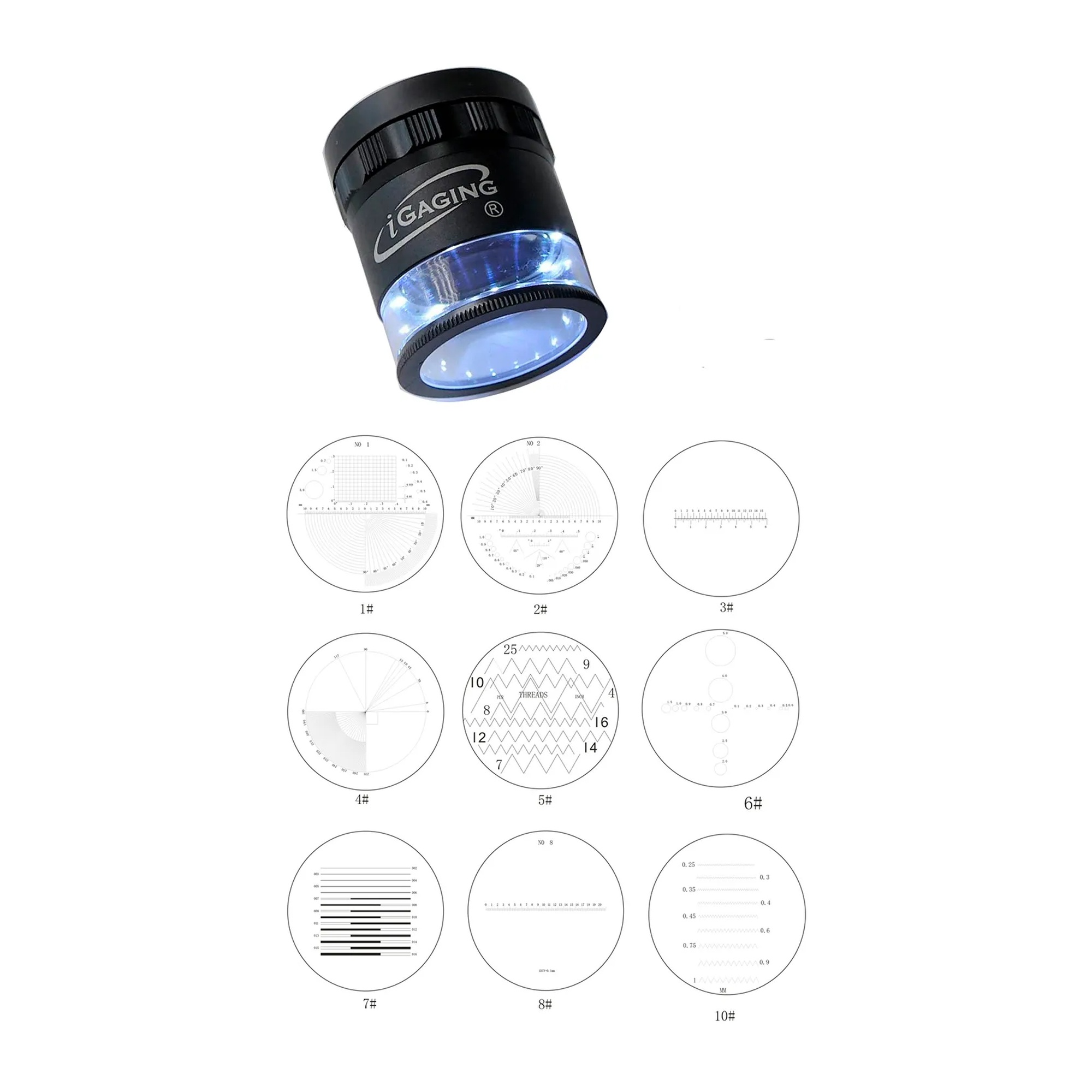 10x Illuminated Stand Measuring Loupe with Scale