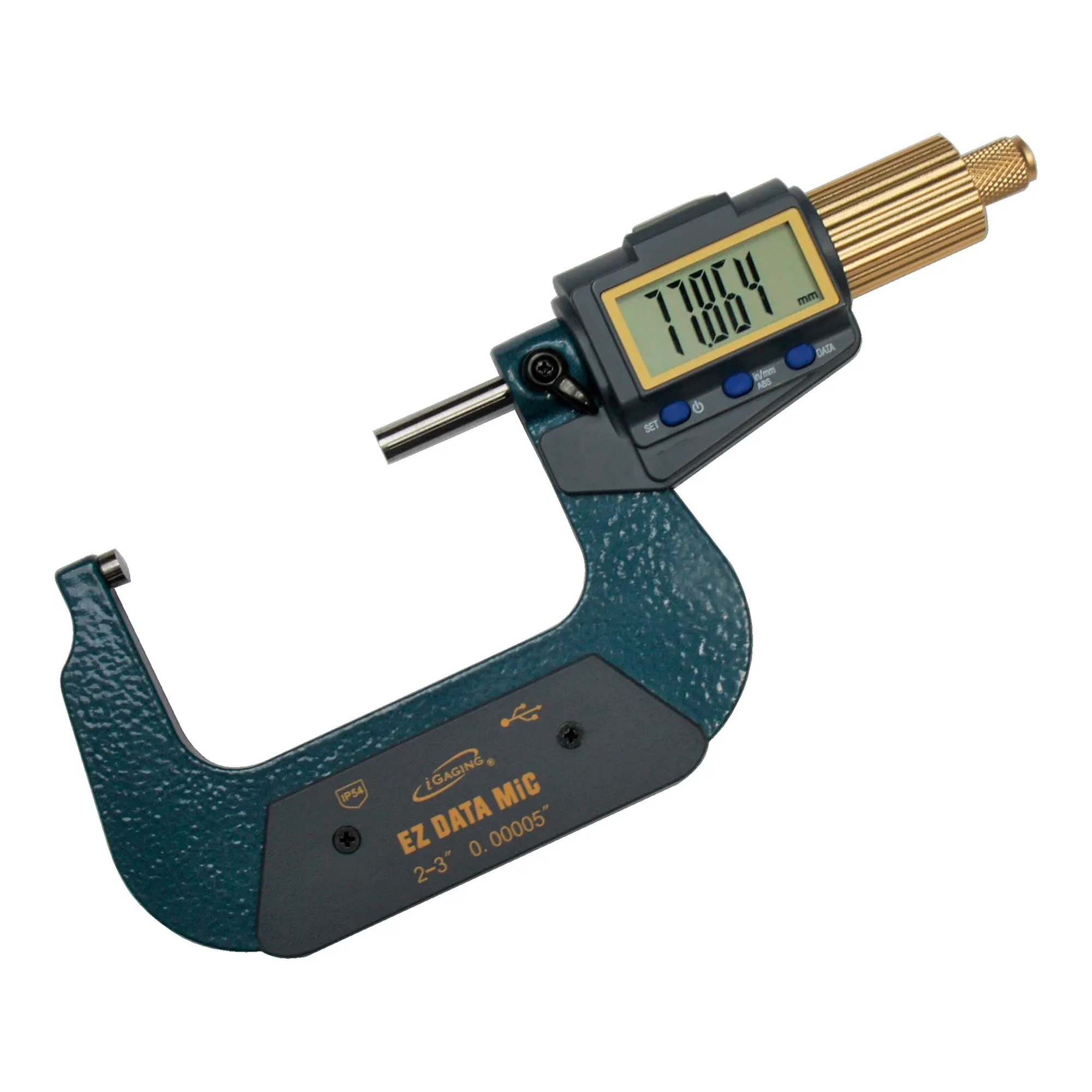 Large-Display Digital Micrometer, 2–3 in./50–75 mm Range