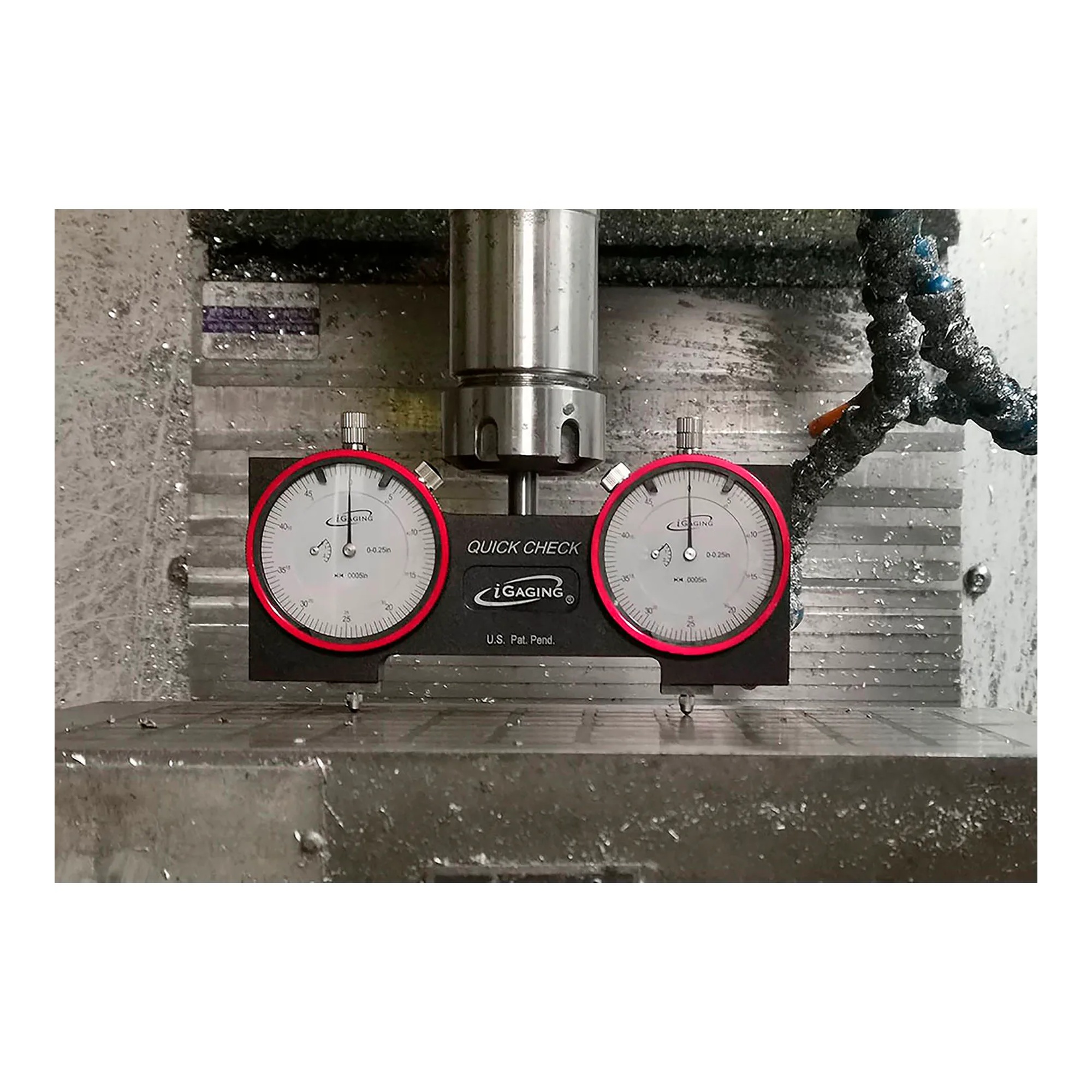Quick-check spindle square gauge with dual dial indicators