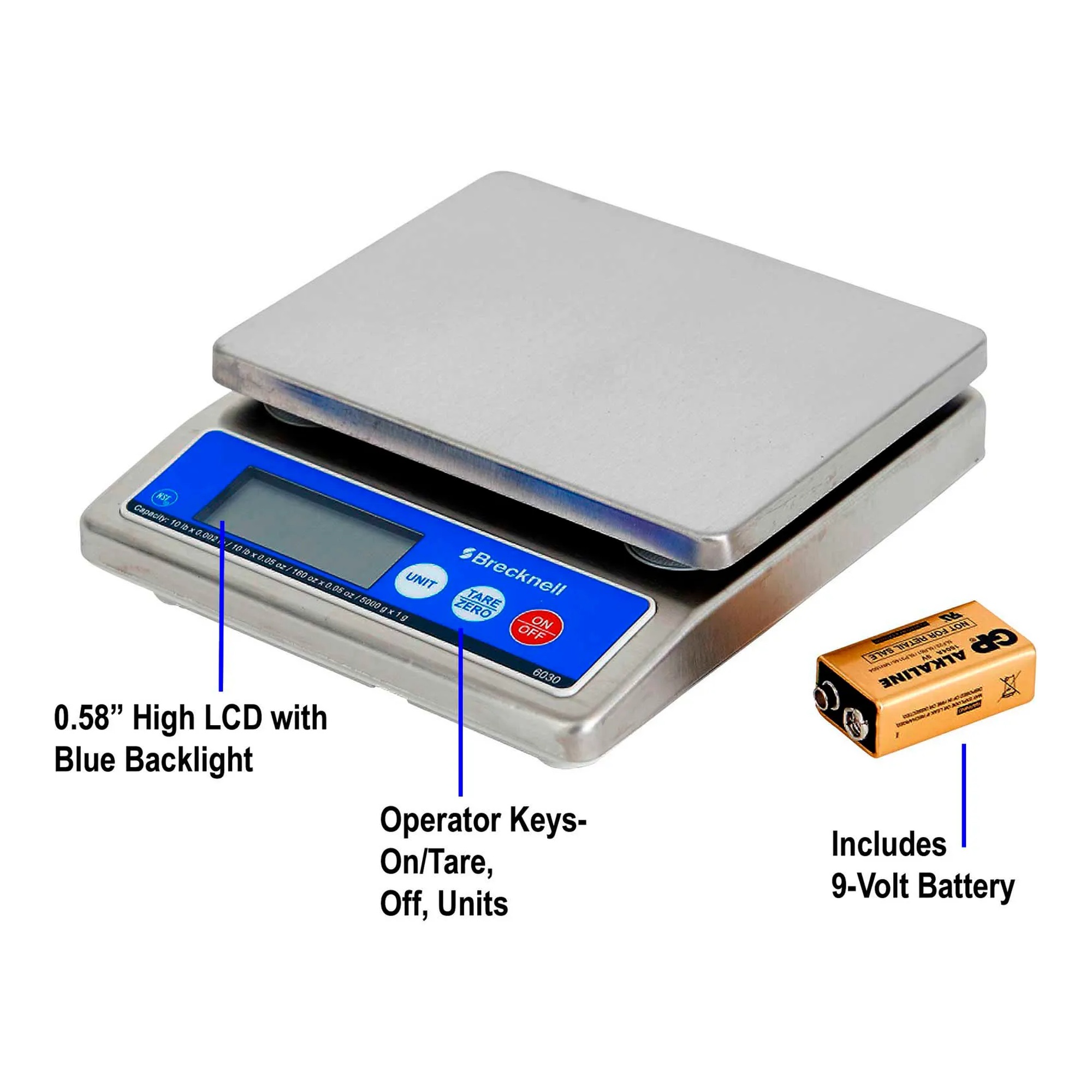 Waterproof portion control scale with removable stainless steel platter