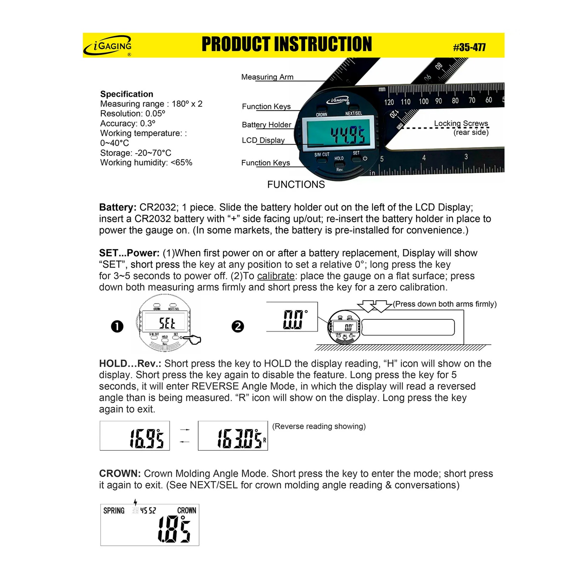 Digital miter protractor with black aluminum blades and LCD angle display