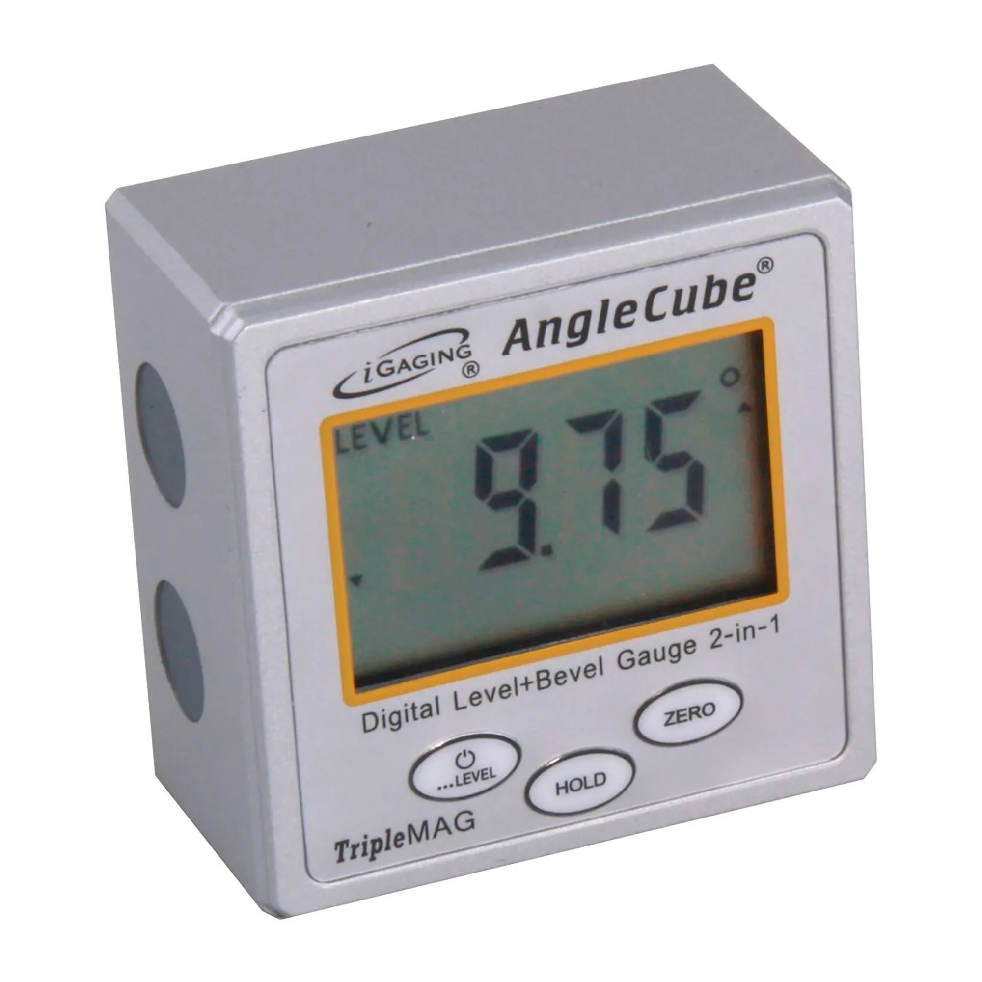 Gray digital magnetic angle gauge with large LCD display