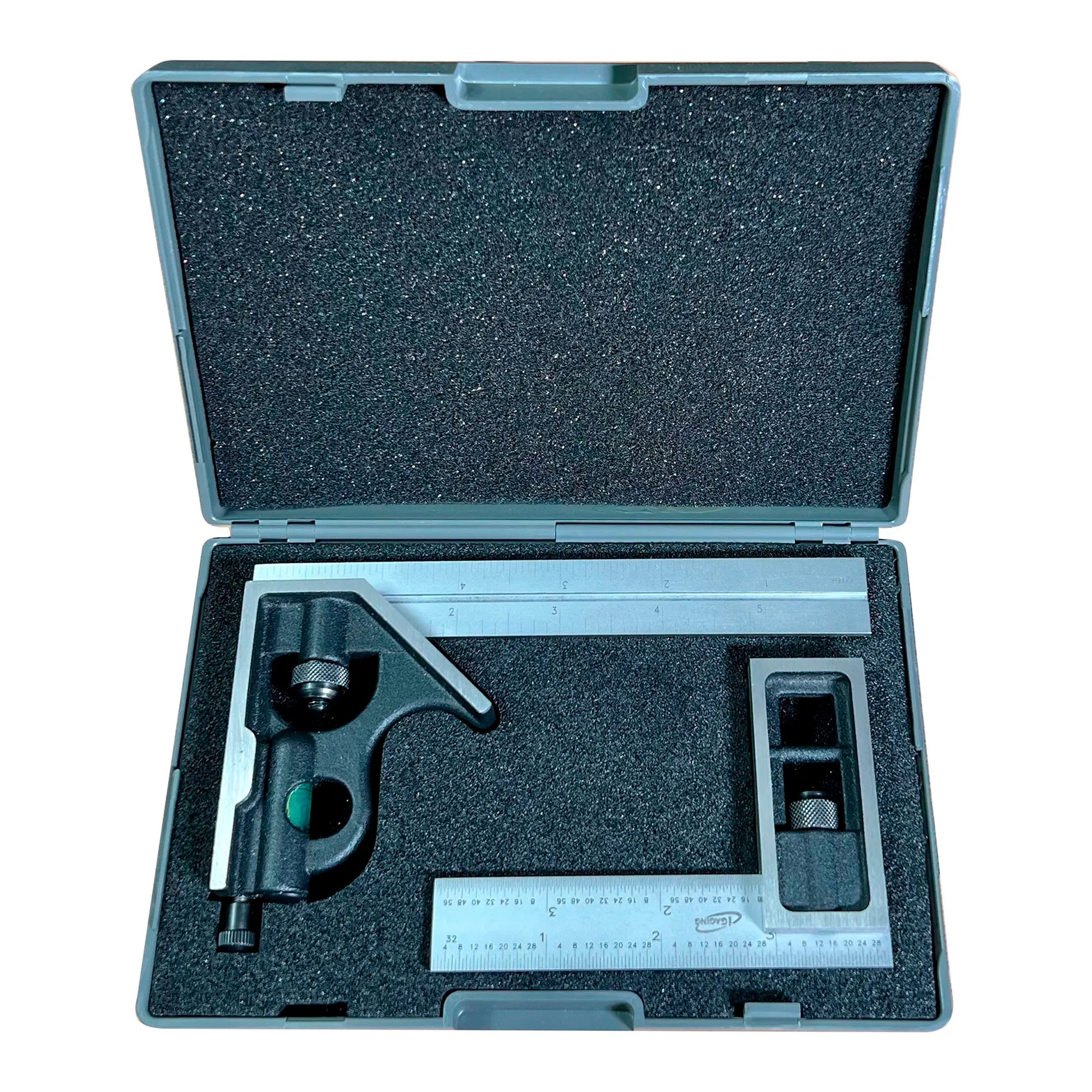 6-inch combination square and 4-inch double square set in protective case