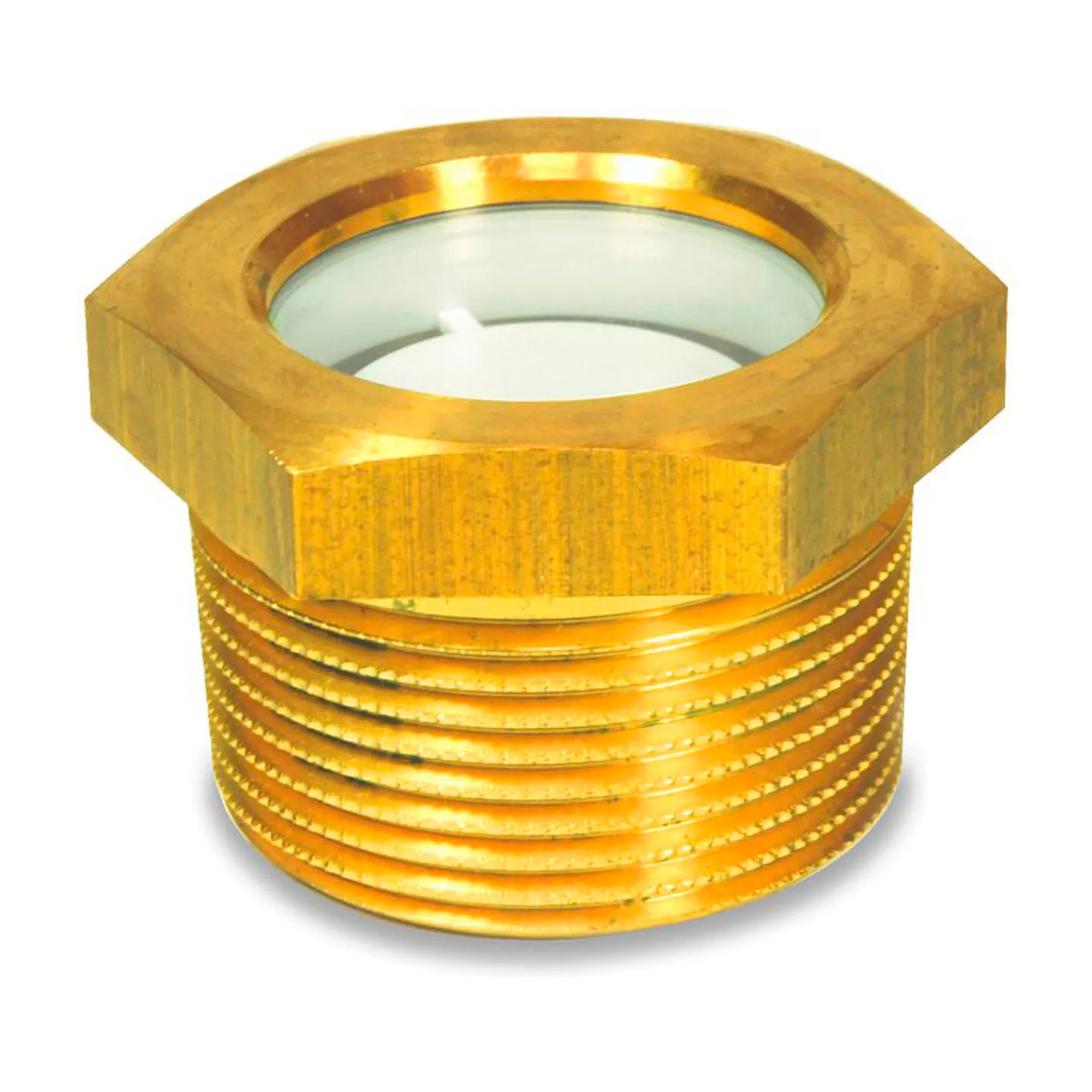 Brass Fluid Level Sight Glass Without Reflector, 1 in. NPT Thread