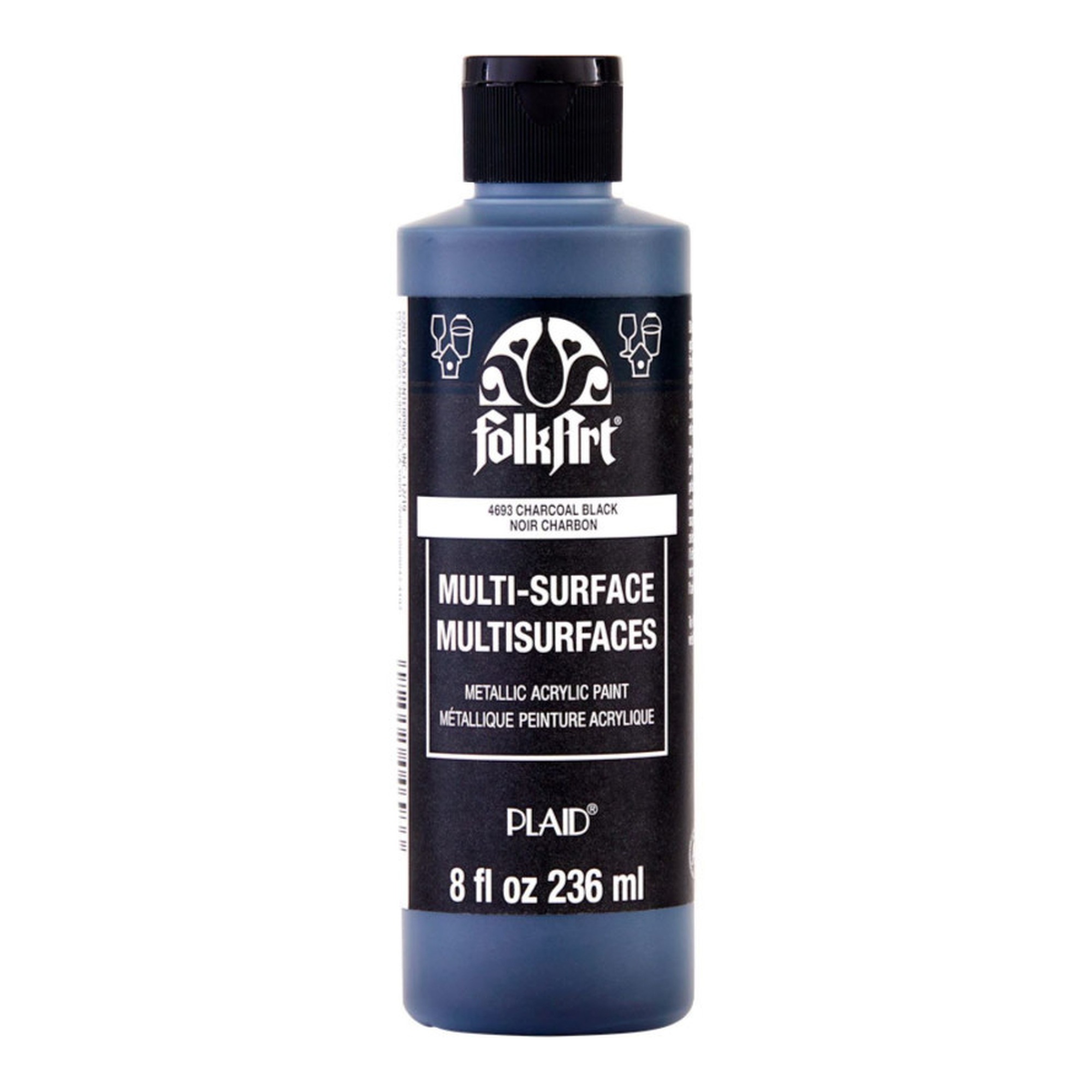 Metallic Charcoal Black Multi-Surface Acrylic Paint, 8 oz.