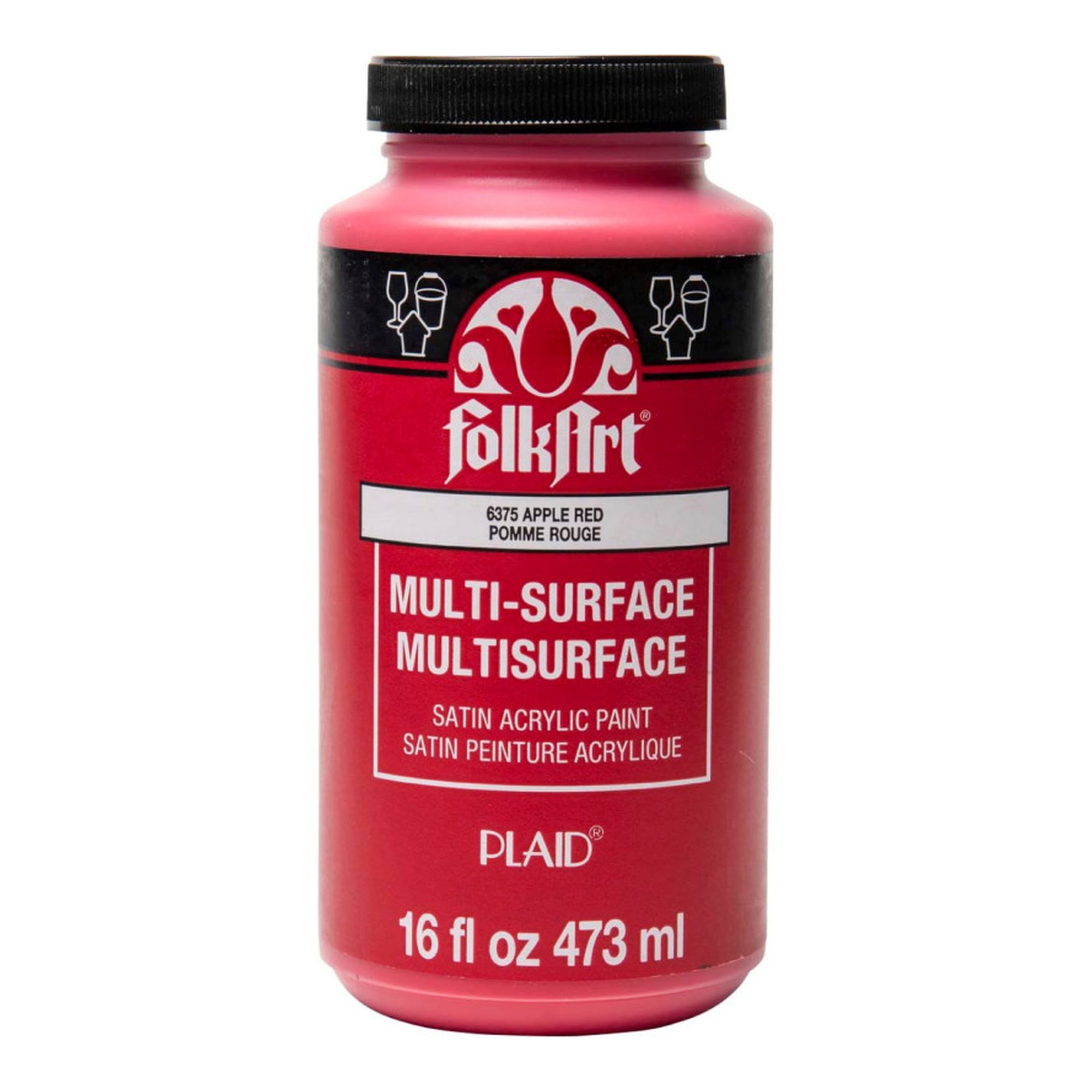Apple Red Multi-Surface Satin Acrylic Paint, 16 oz.
