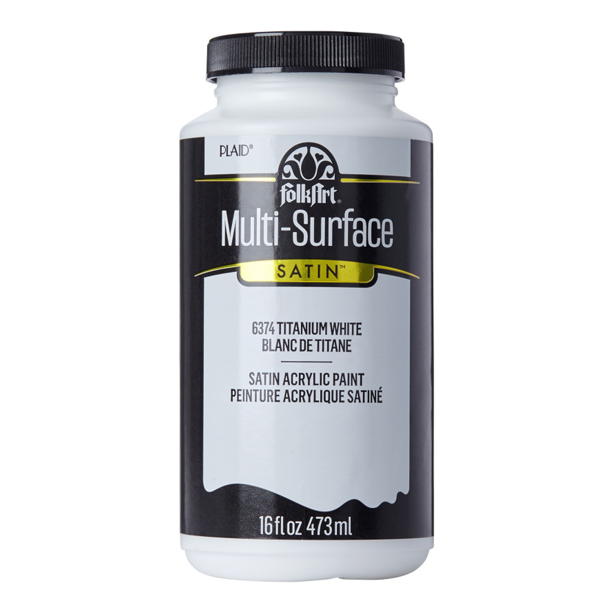 Multi-Surface Satin Acrylic Paint, Titanium White, 16 oz.