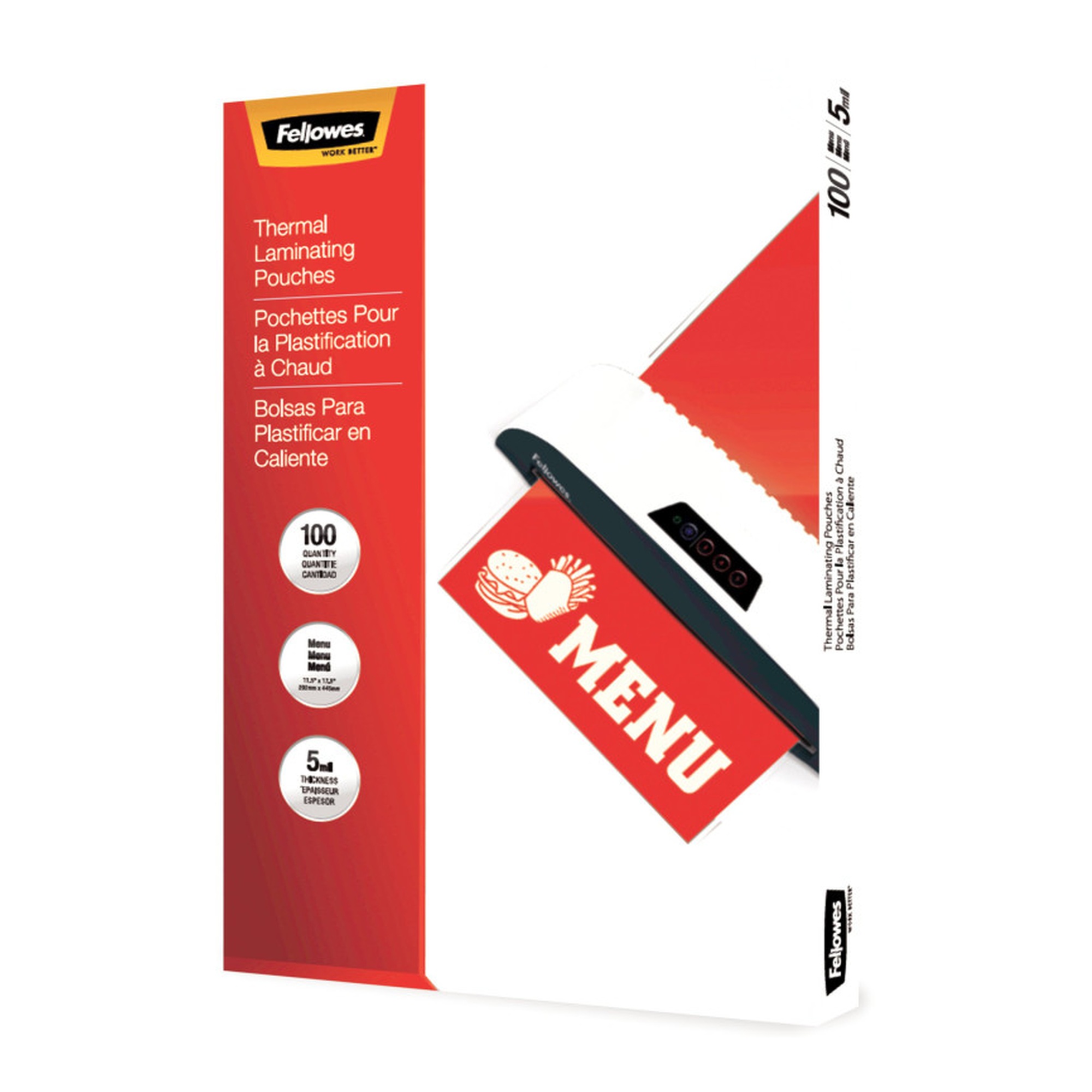 Clear 5 Mil Menu Thermal Laminating Pouches, 100-Pack