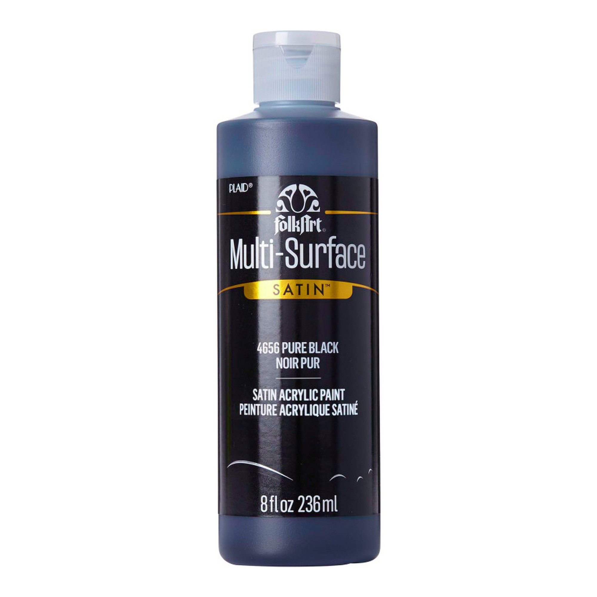 Multi-Surface Satin Acrylic Paint, Pure Black, 8 oz.