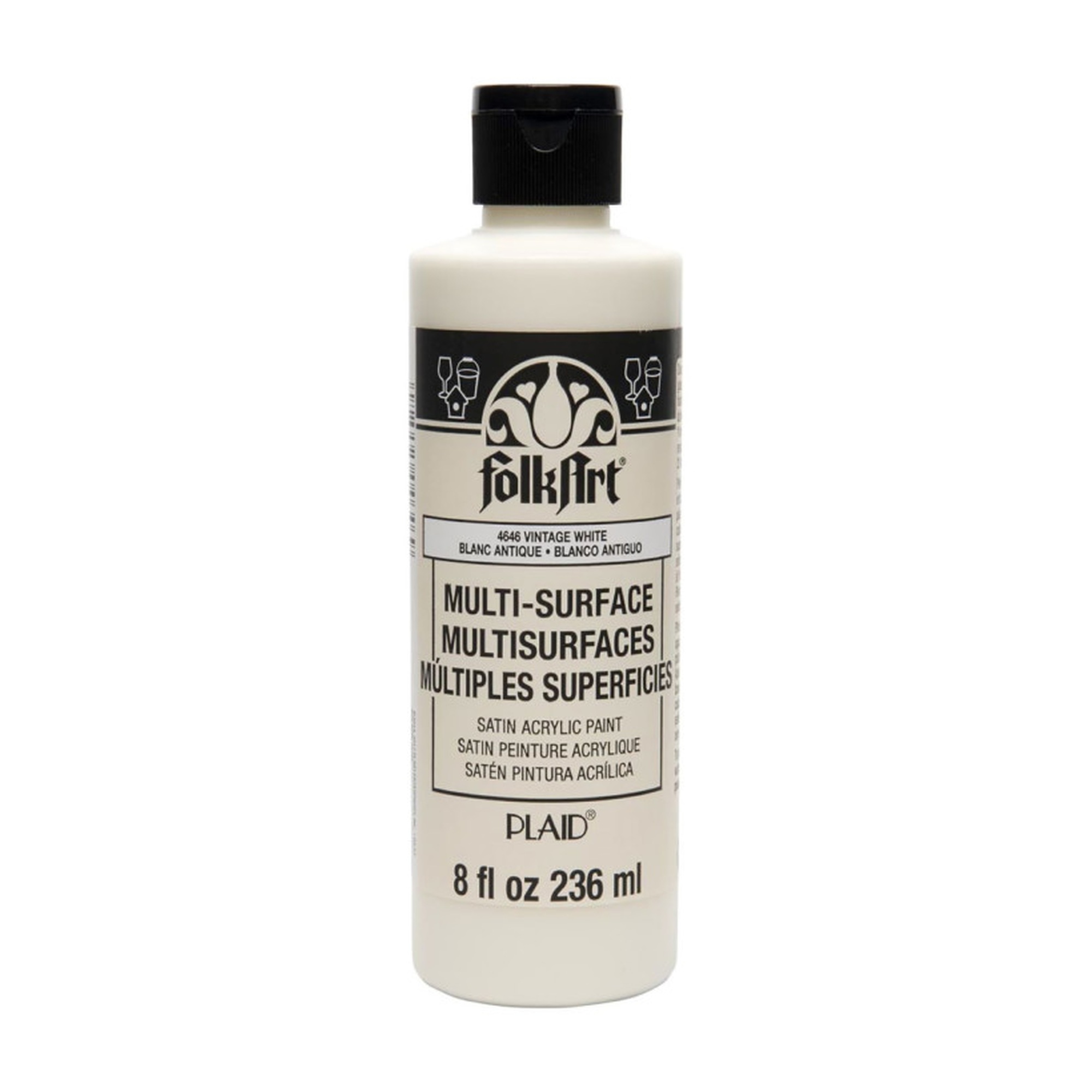 Multi-Surface Satin Acrylic Paint, Vintage White, 8 oz.