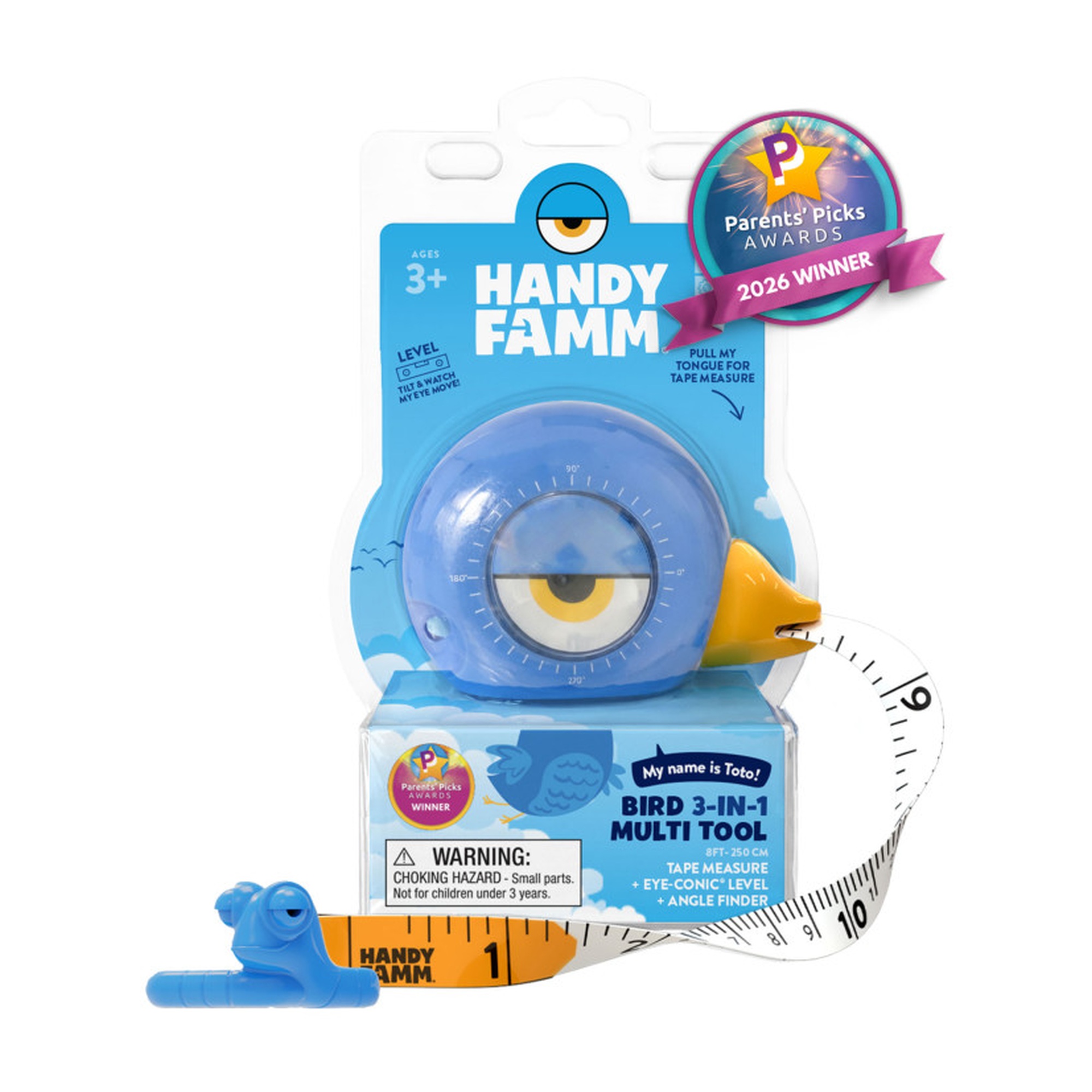 Kids 3-in-1 Tape Measure with Level and Angle Finder