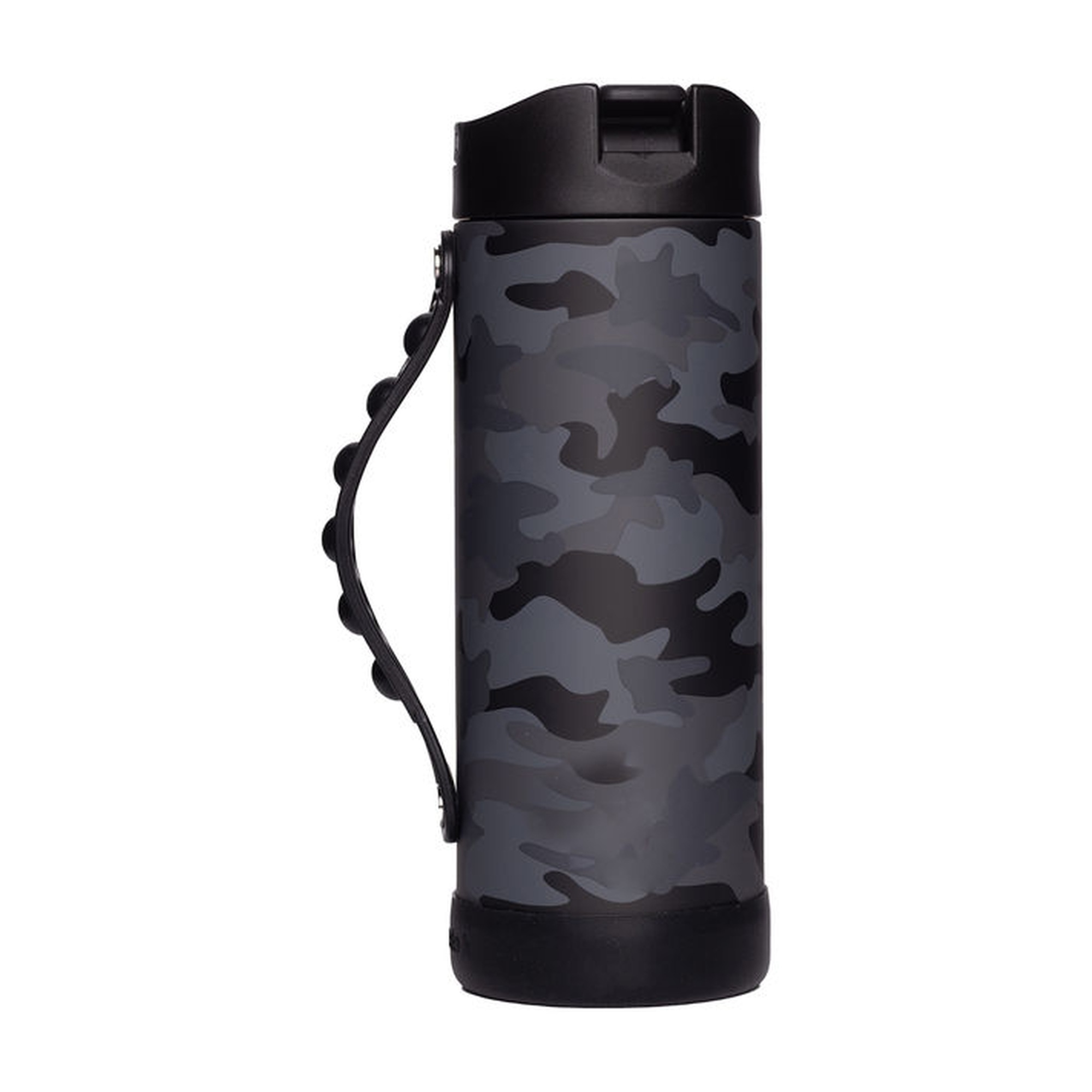 14 oz Black Camo Insulated Pop Handle Bottle