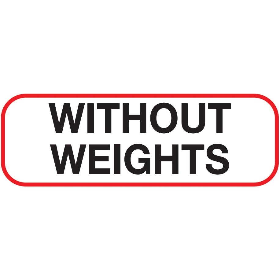 Without Weights Label - Non-Laminted - Black Print W/ Red Border