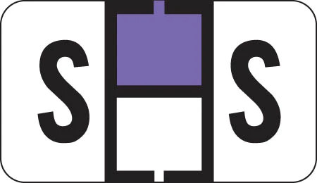 Traco Alphabetic Labels - TRAM Series (Rolls) - S - Lavender & Black